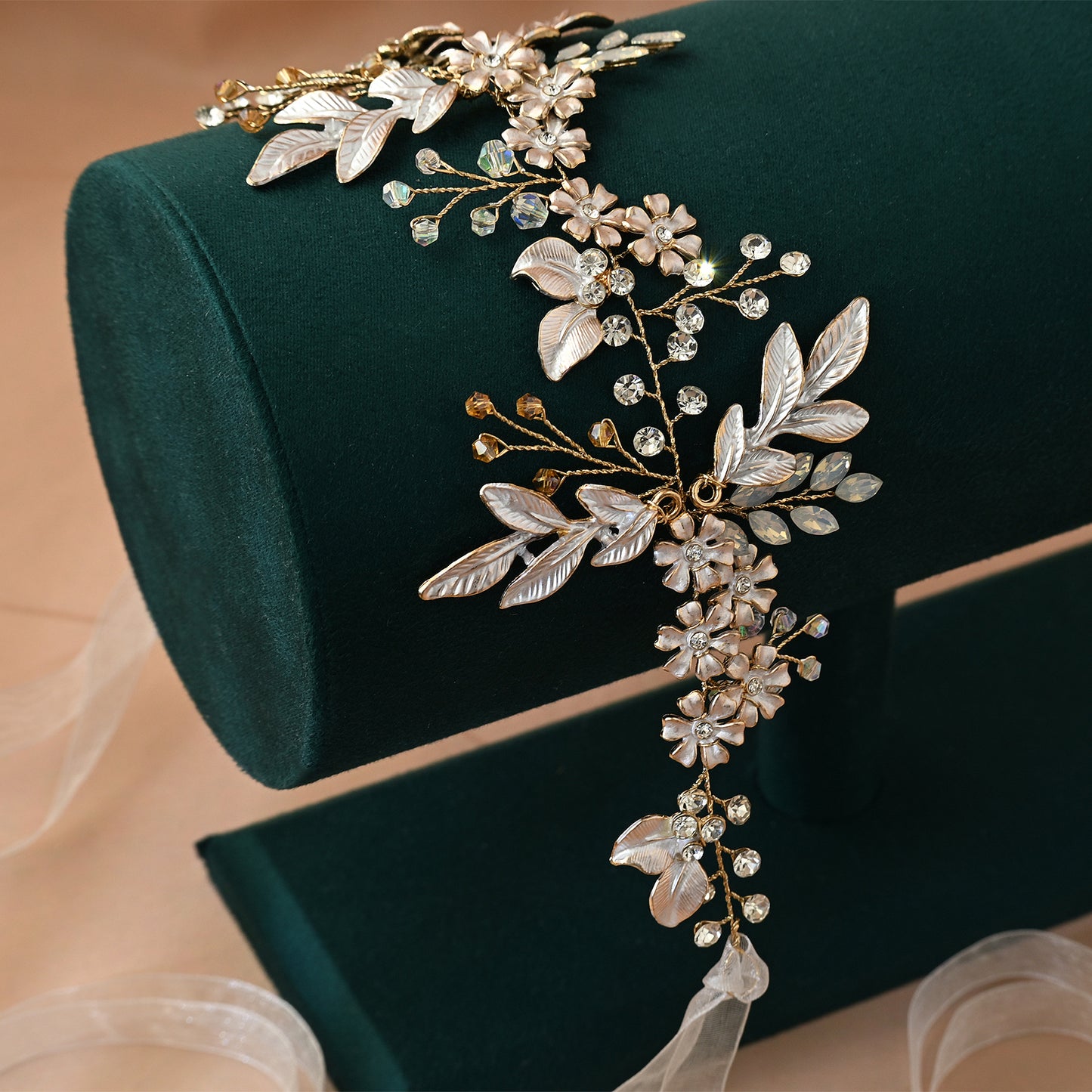 Bridella BHP278-G Gold Rhinestone & Pearl Headband