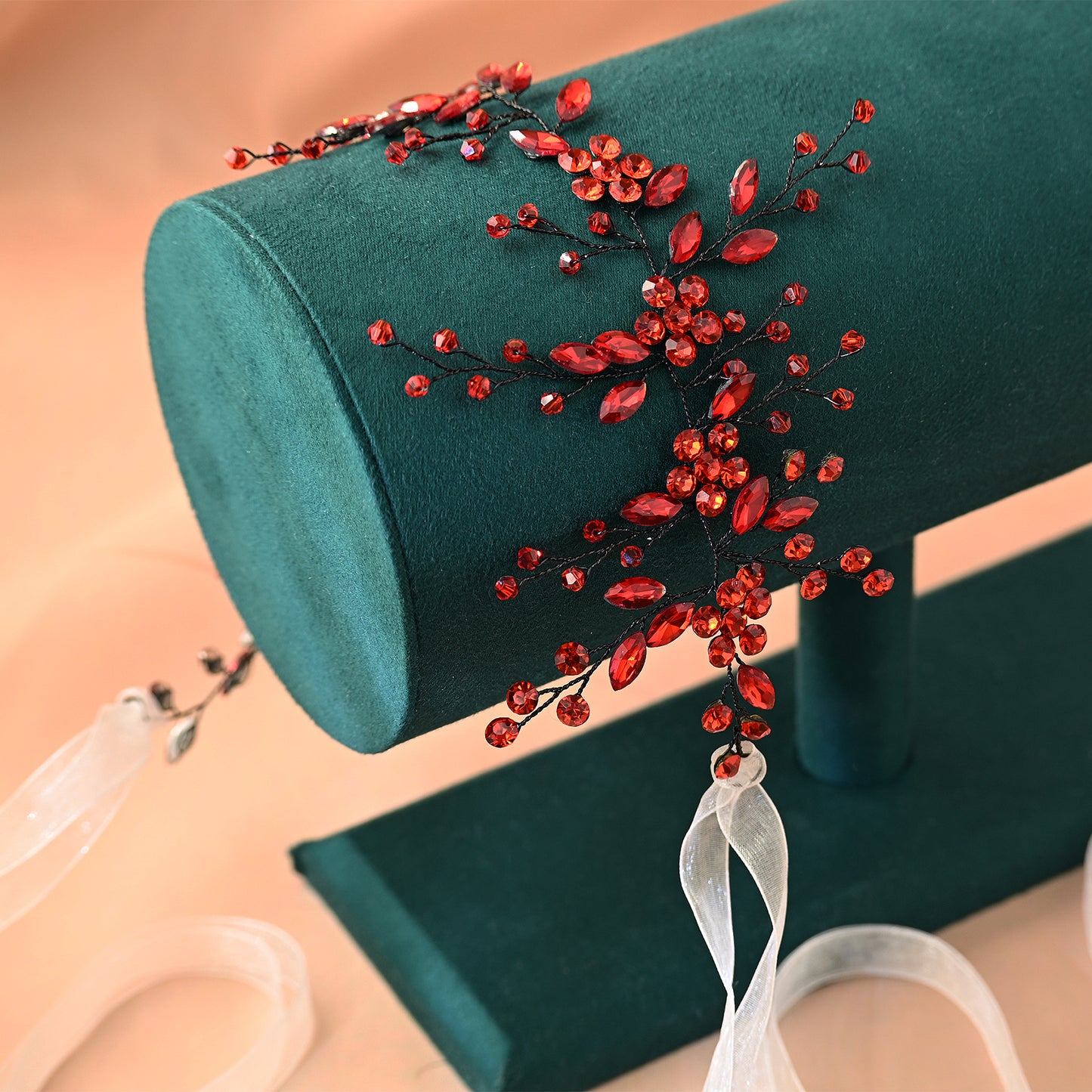 Bridella BHP65-R Red Rhinestone & Crystal Headband