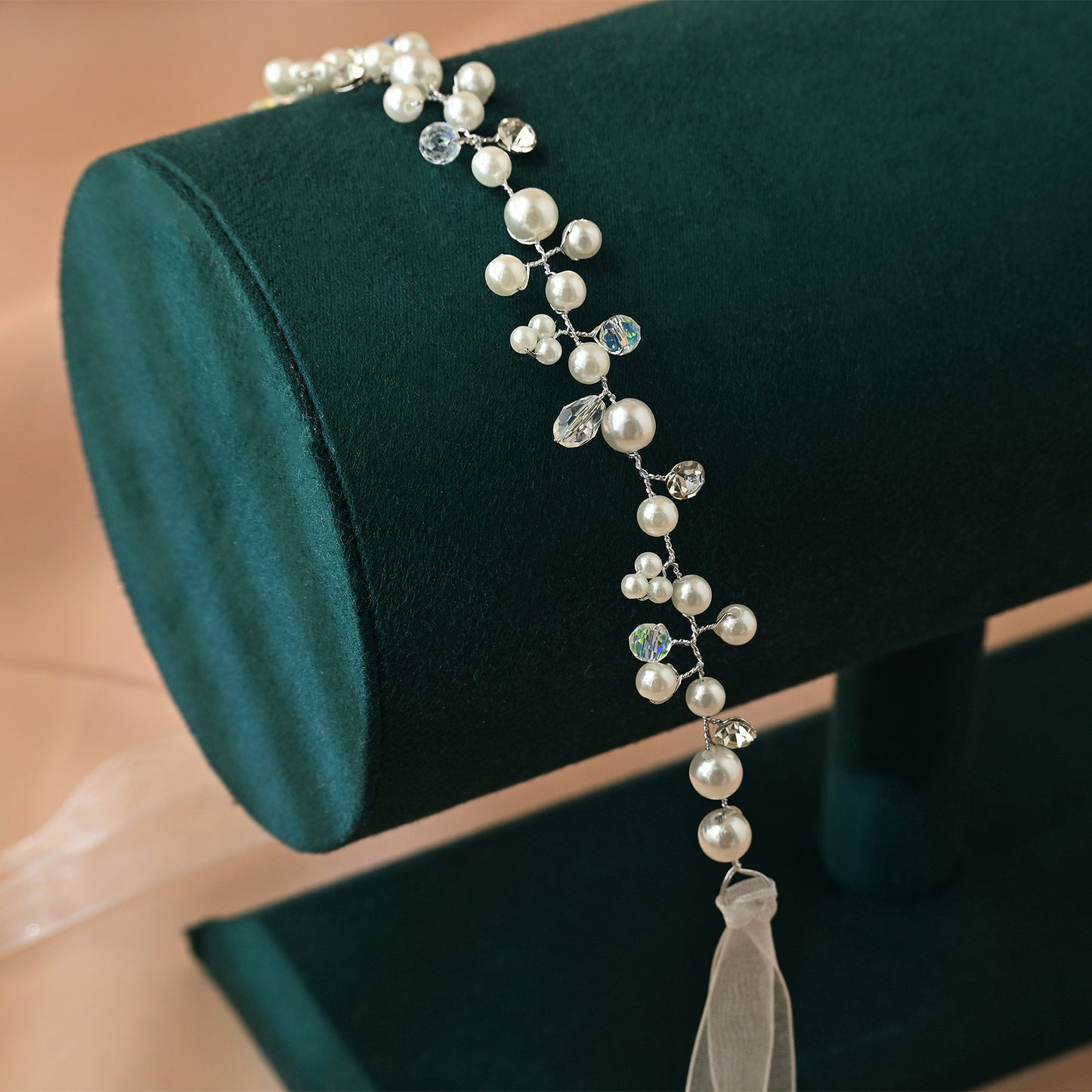 Bridella BHP03-S Silver Pearl Tiara