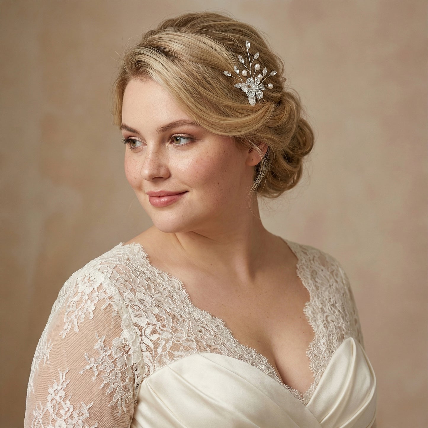 Bridella BHP506-S Silver Rhinestone & Pearl Headwear