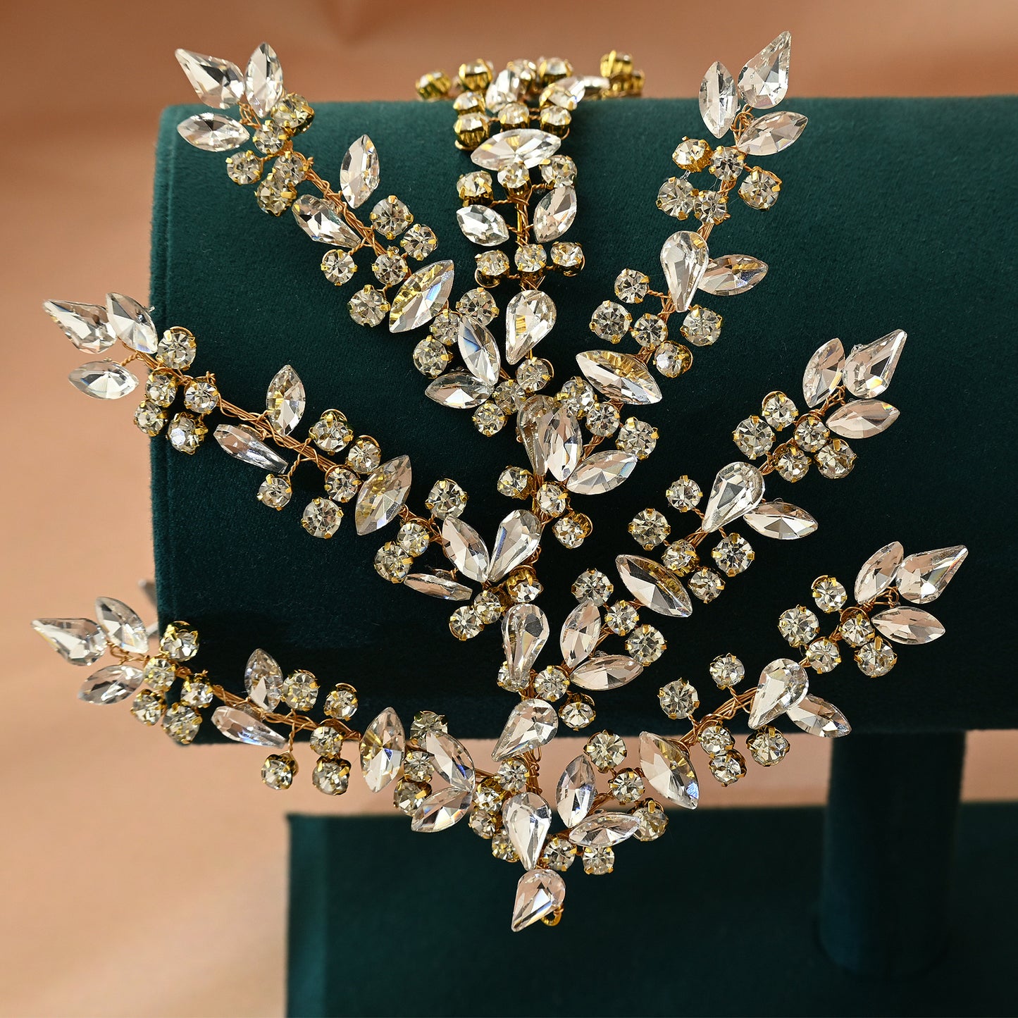 Bridella BHP425-G Gold Rhinestone Crown