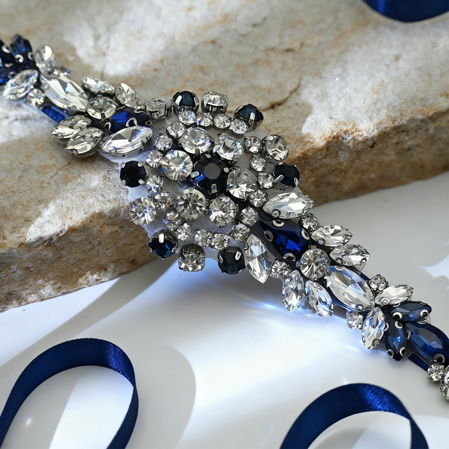 Bridella BS124ML Blue Rhinestone Belt