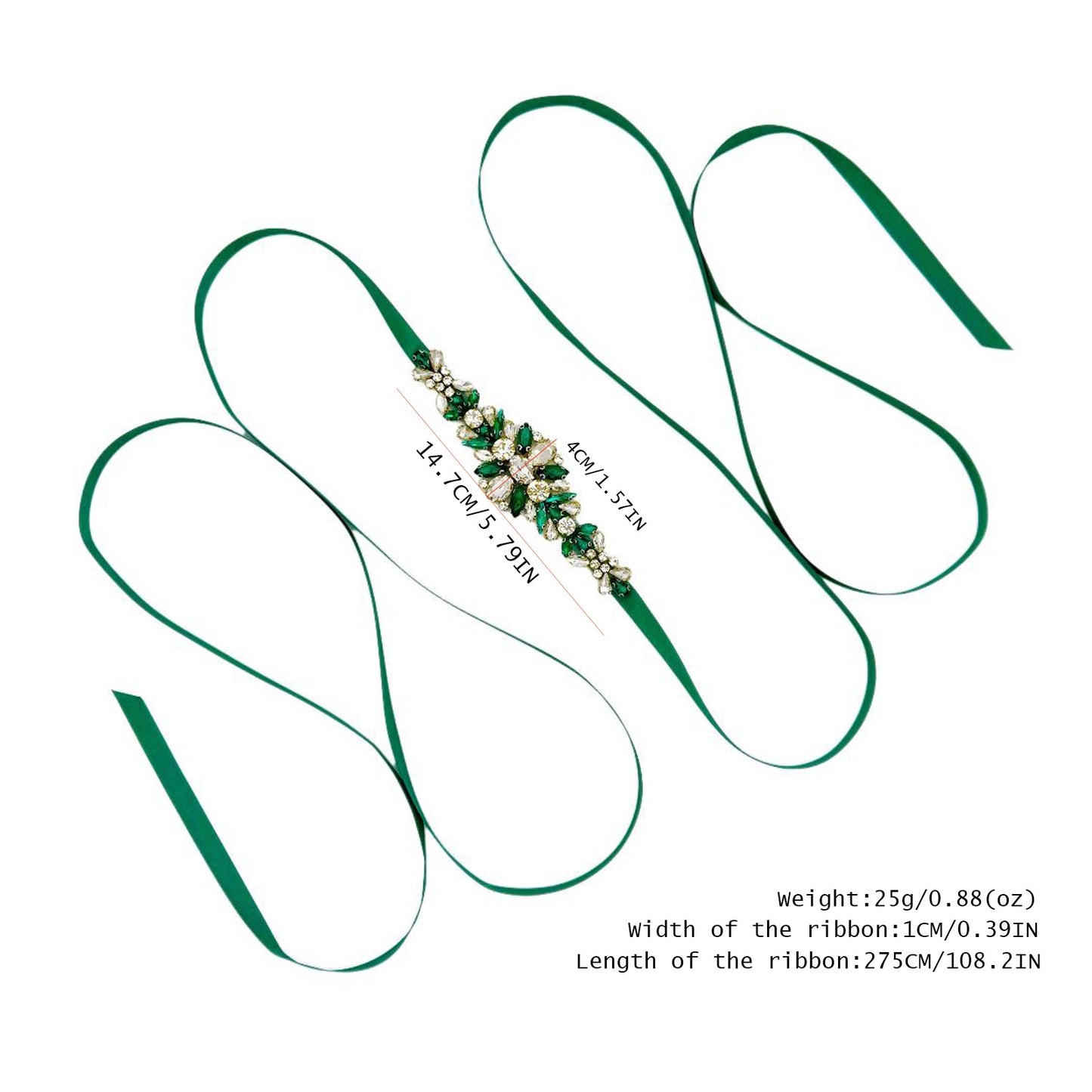 BS128GKL emerald rhinestone belt