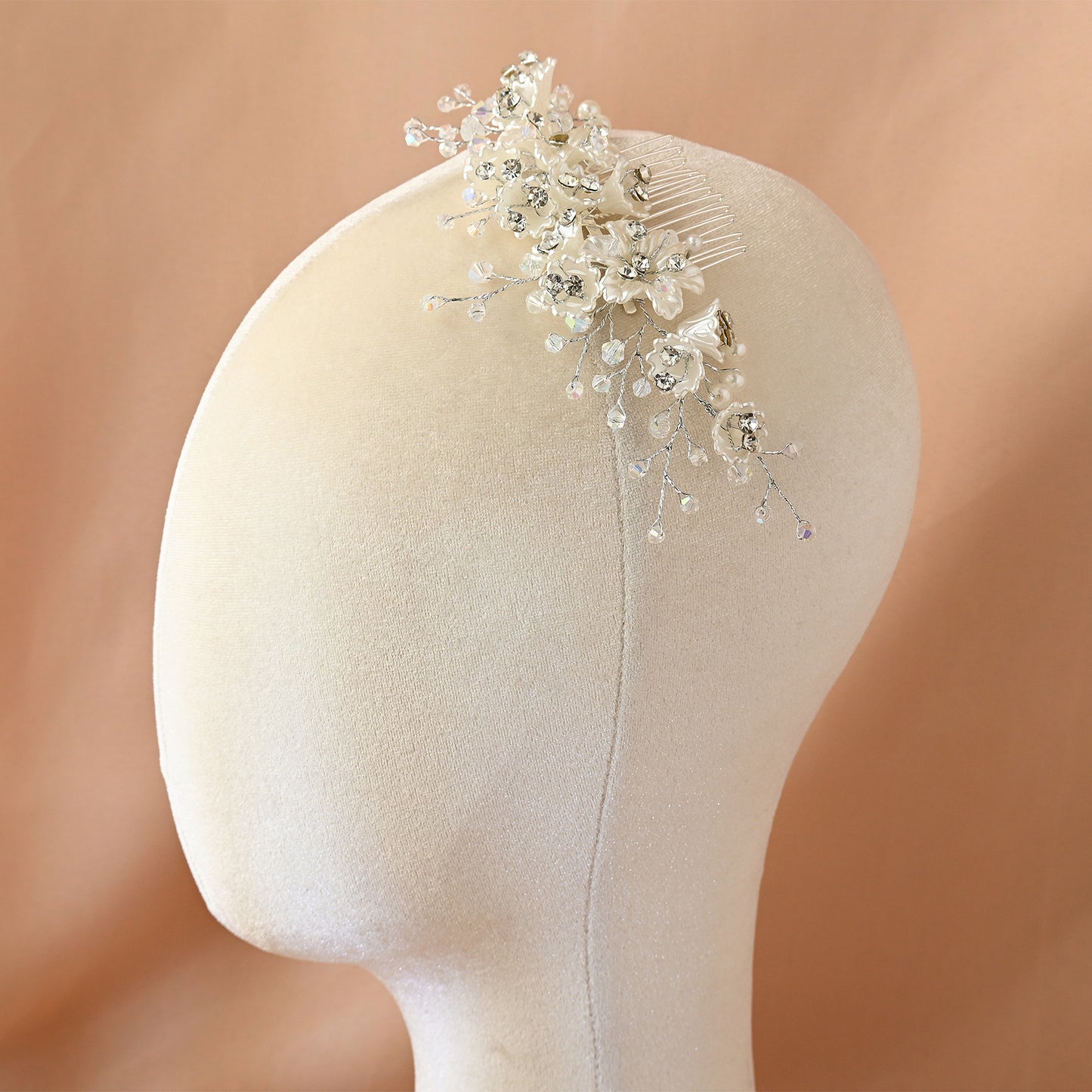 Pearl, Flower, Three Piece, Bride Headpiece Wedding