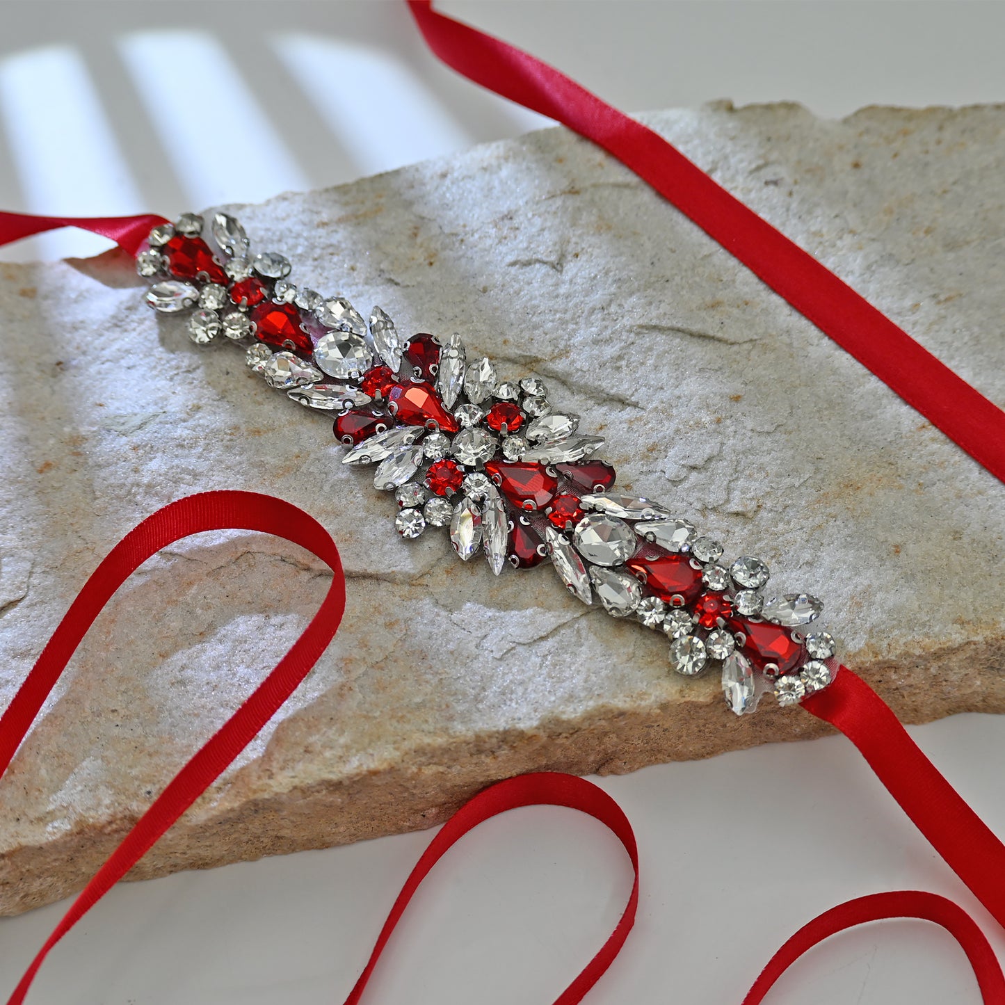 Bridella BS160R Red Rhinestone Belt