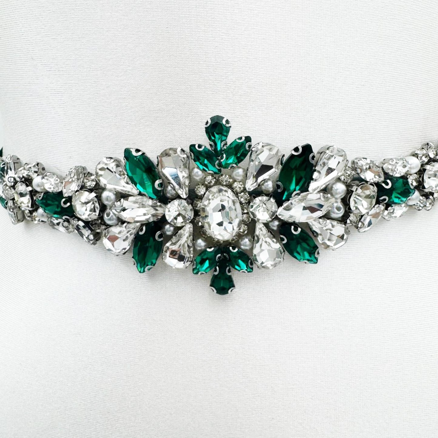 BS133KL emerald rhinestone belt
