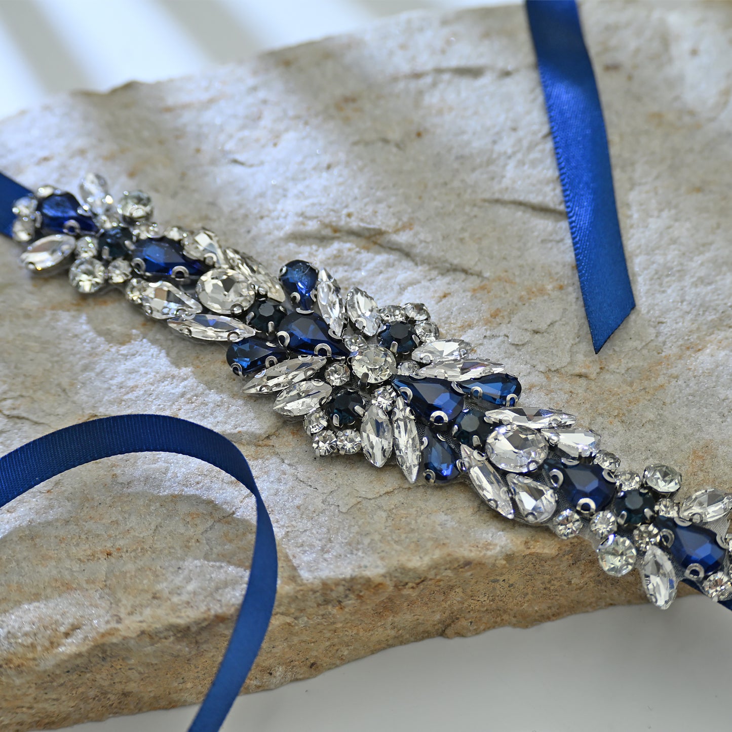 Bridella BS160ML Navy Rhinestone Belt