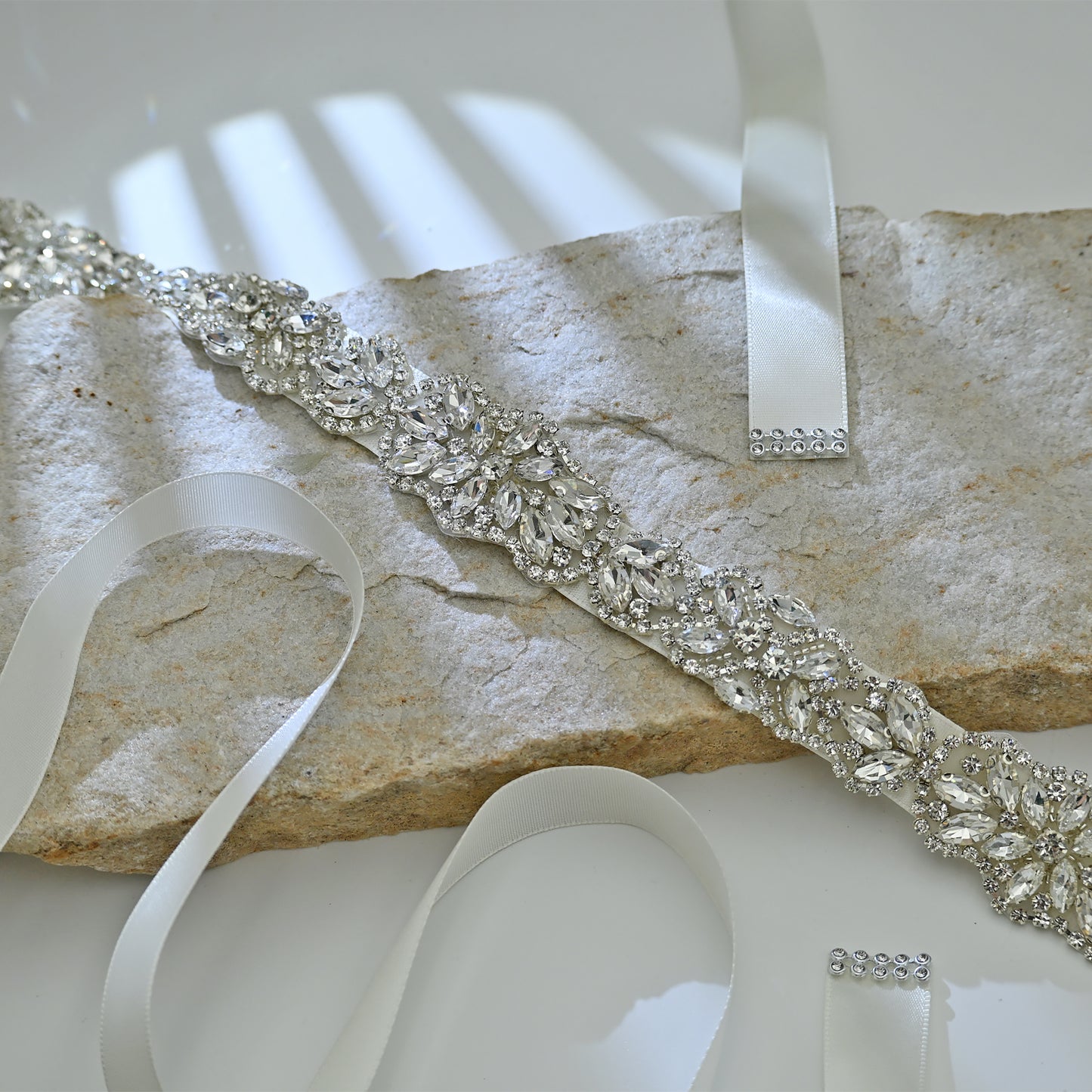 Bridella BS75 Off White Rhinestone Belt