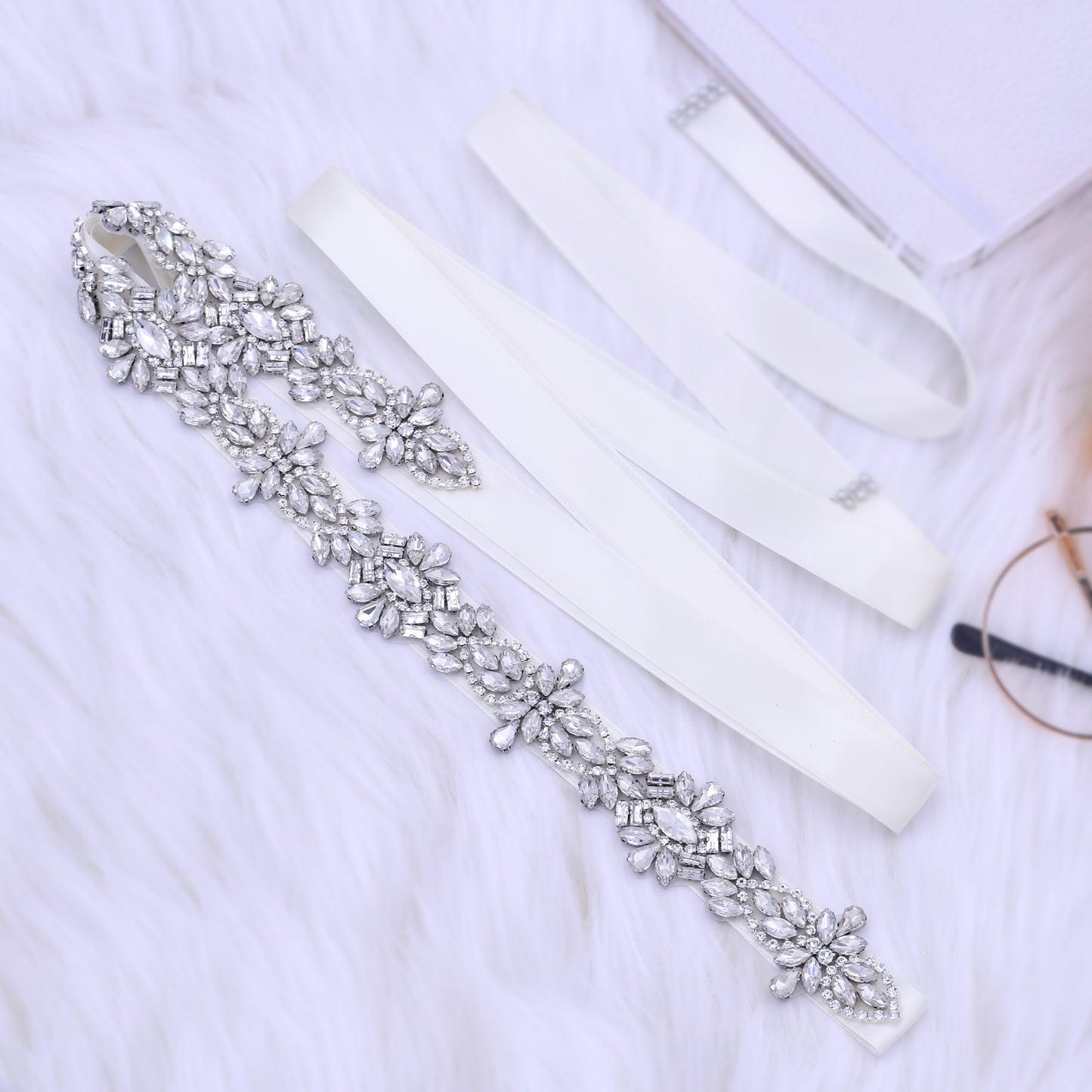 Silver Rhinestone Chain Belt Wedding Belt - Bridella BS38-S