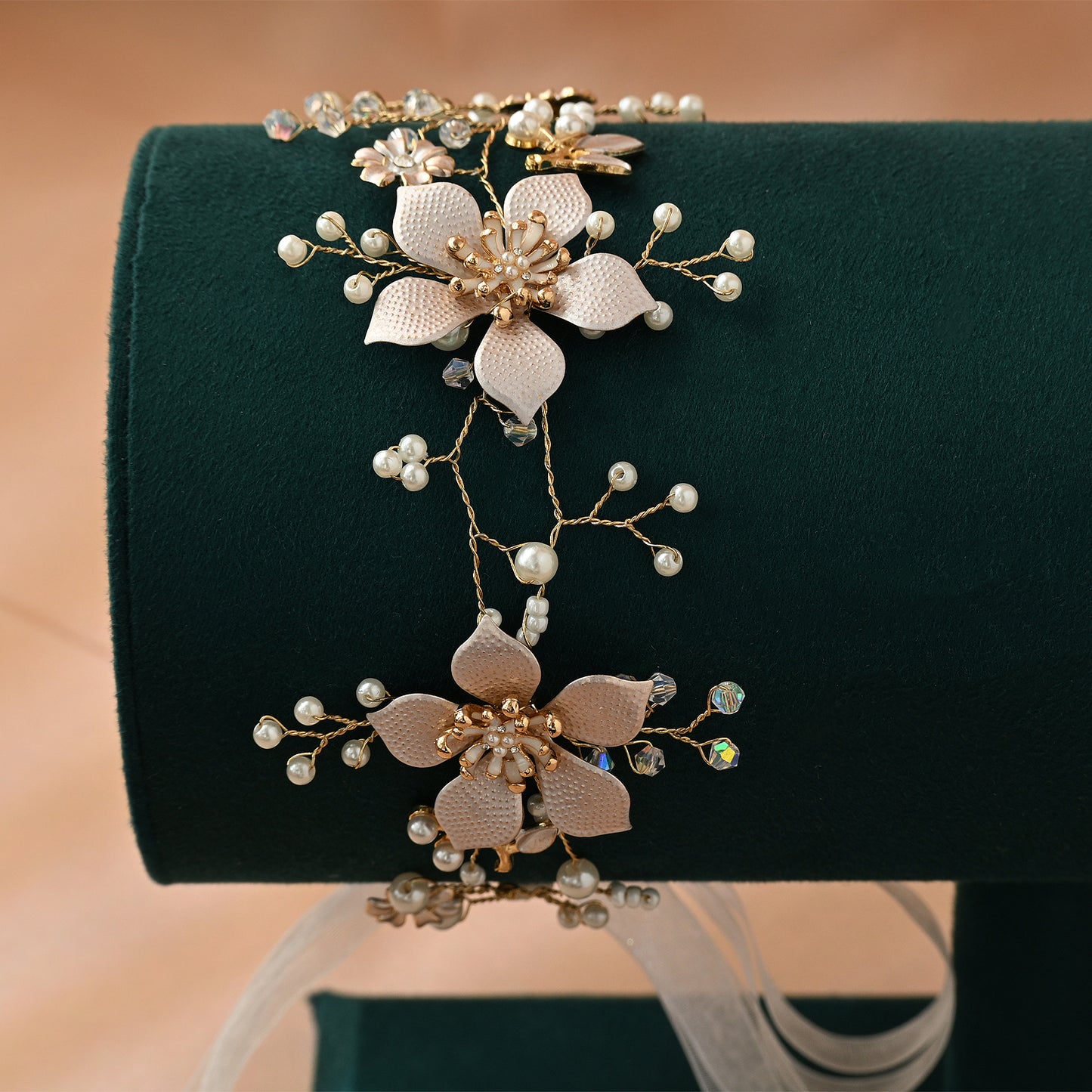 Bridella BHP357-G Gold Pearl & Alloy Headband