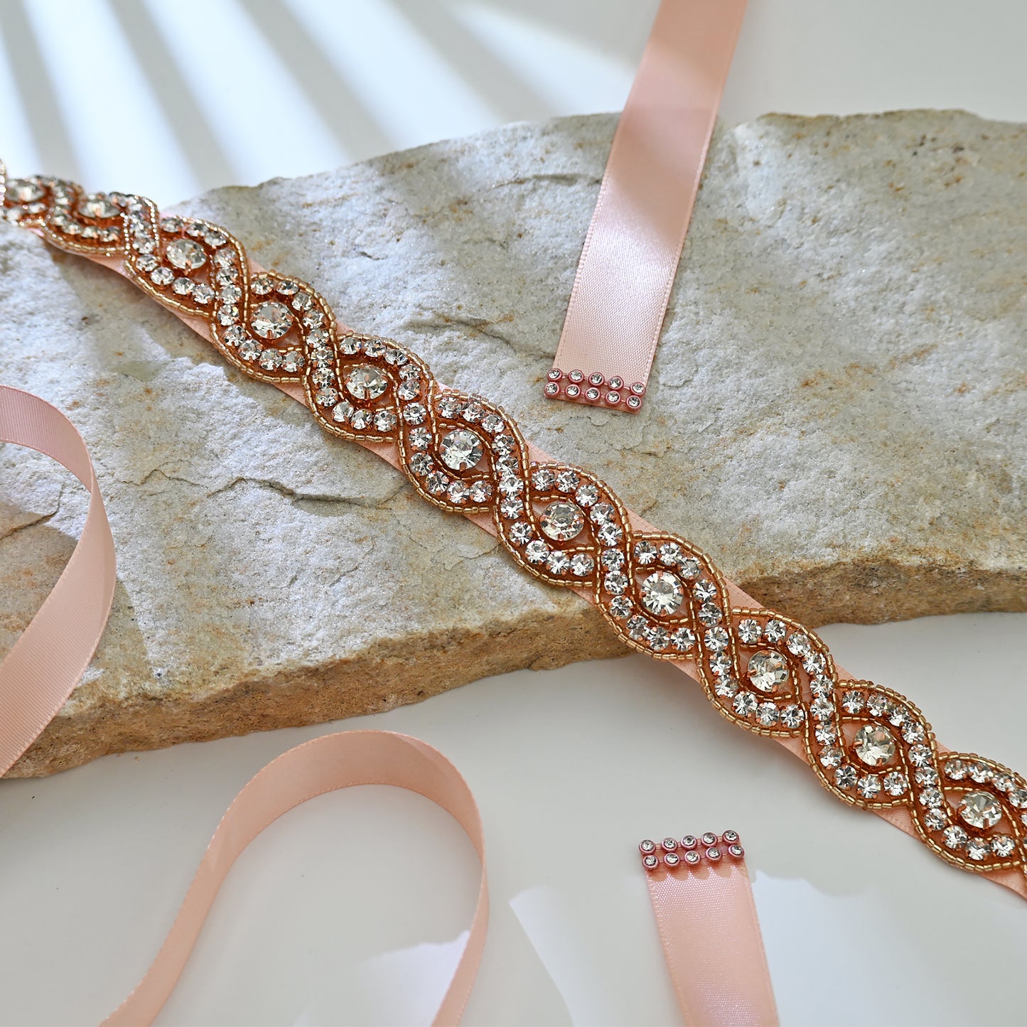 Bridella BS28RG Rose Gold Rhinestone Belt