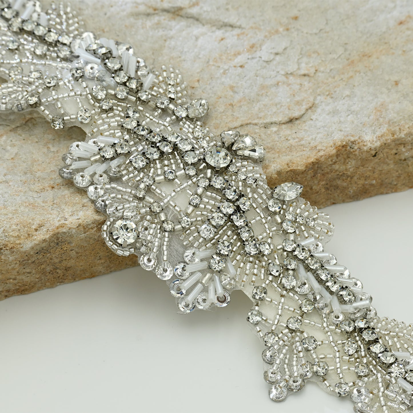 Bridella BS110 Off White Rhinestone Belt