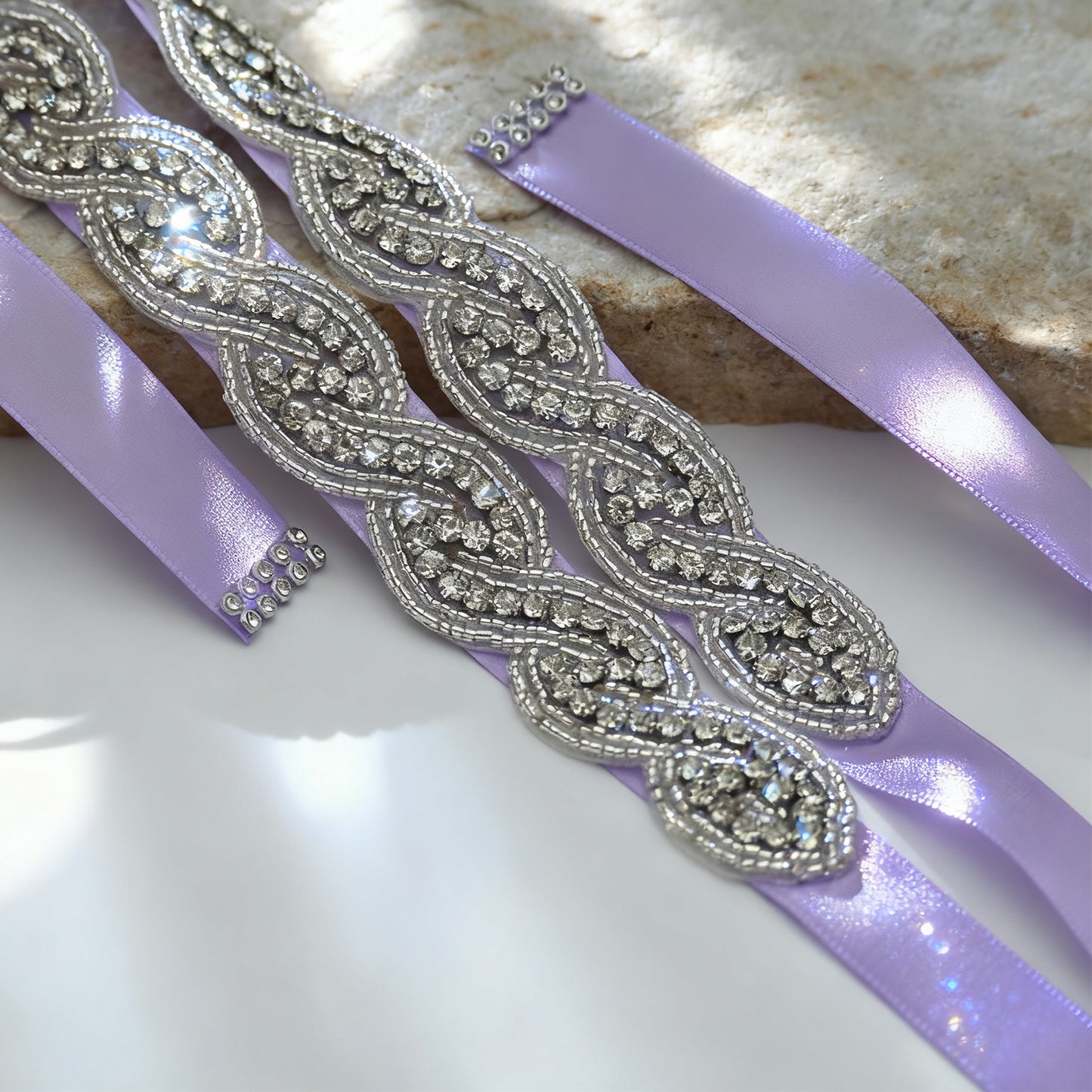 Bridella BS62 Purple Rhinestone Belt