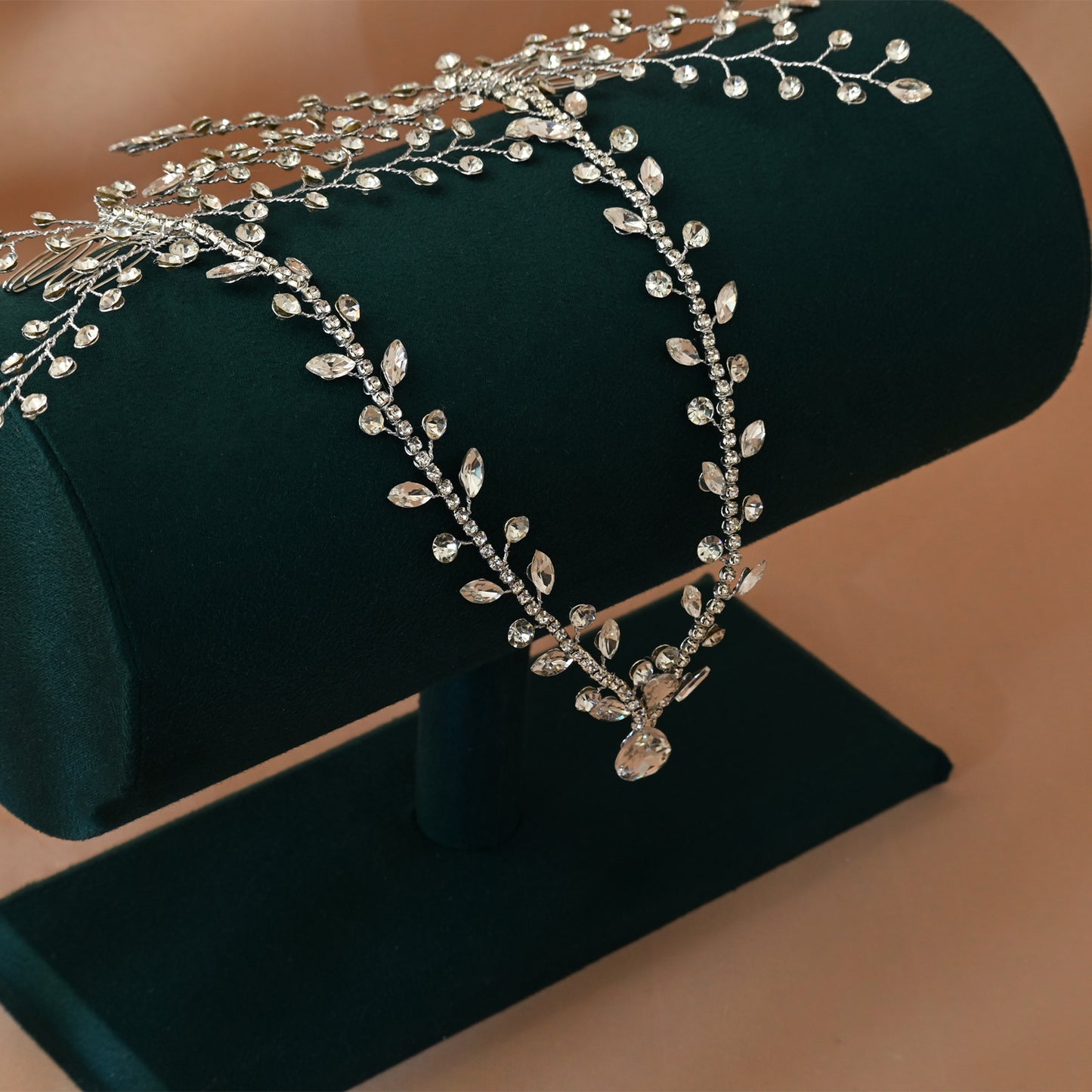 Bridella BHP466-S Silver Rhinestone & Pearl Tiara