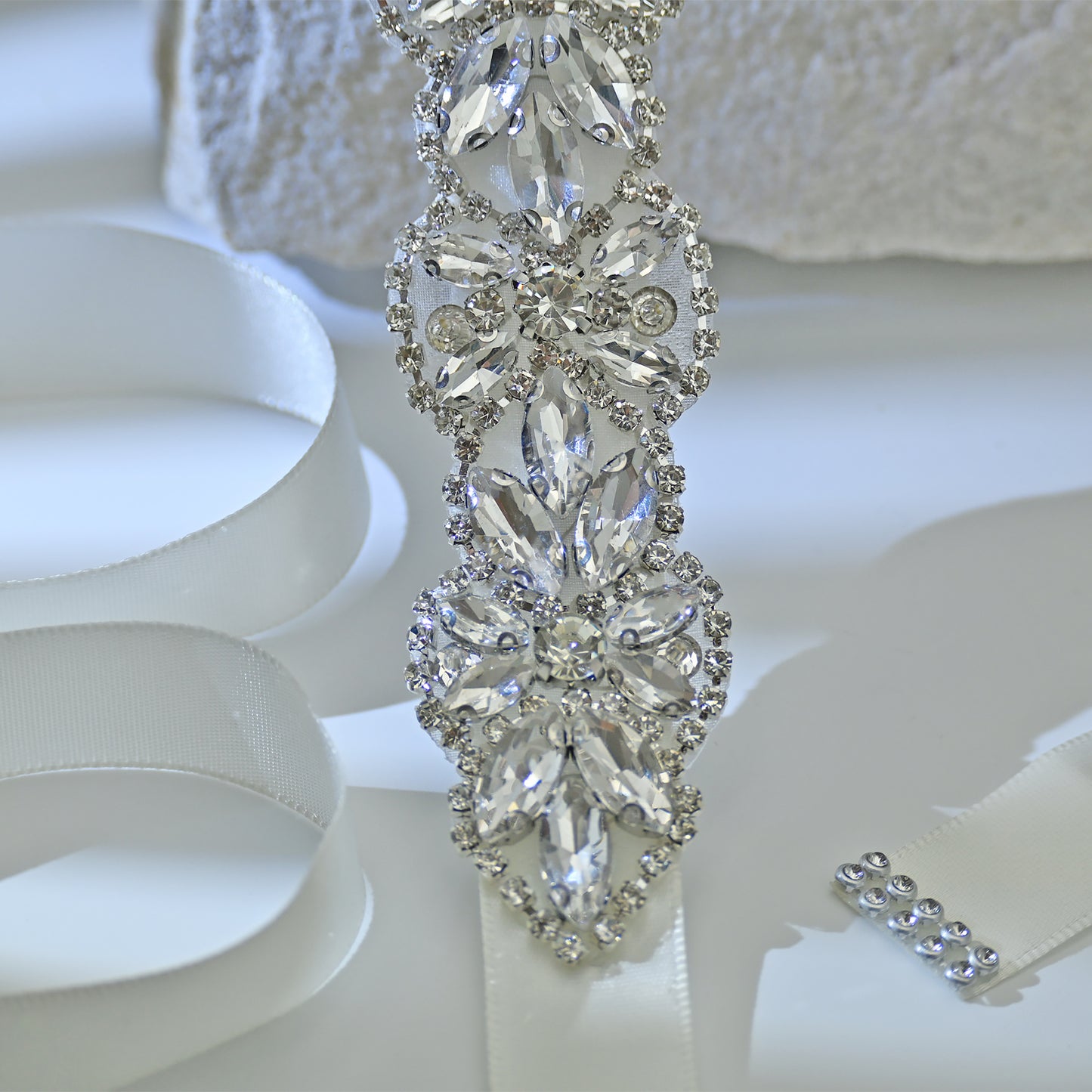 Bridella BS21 Ivory Rhinestone Belt