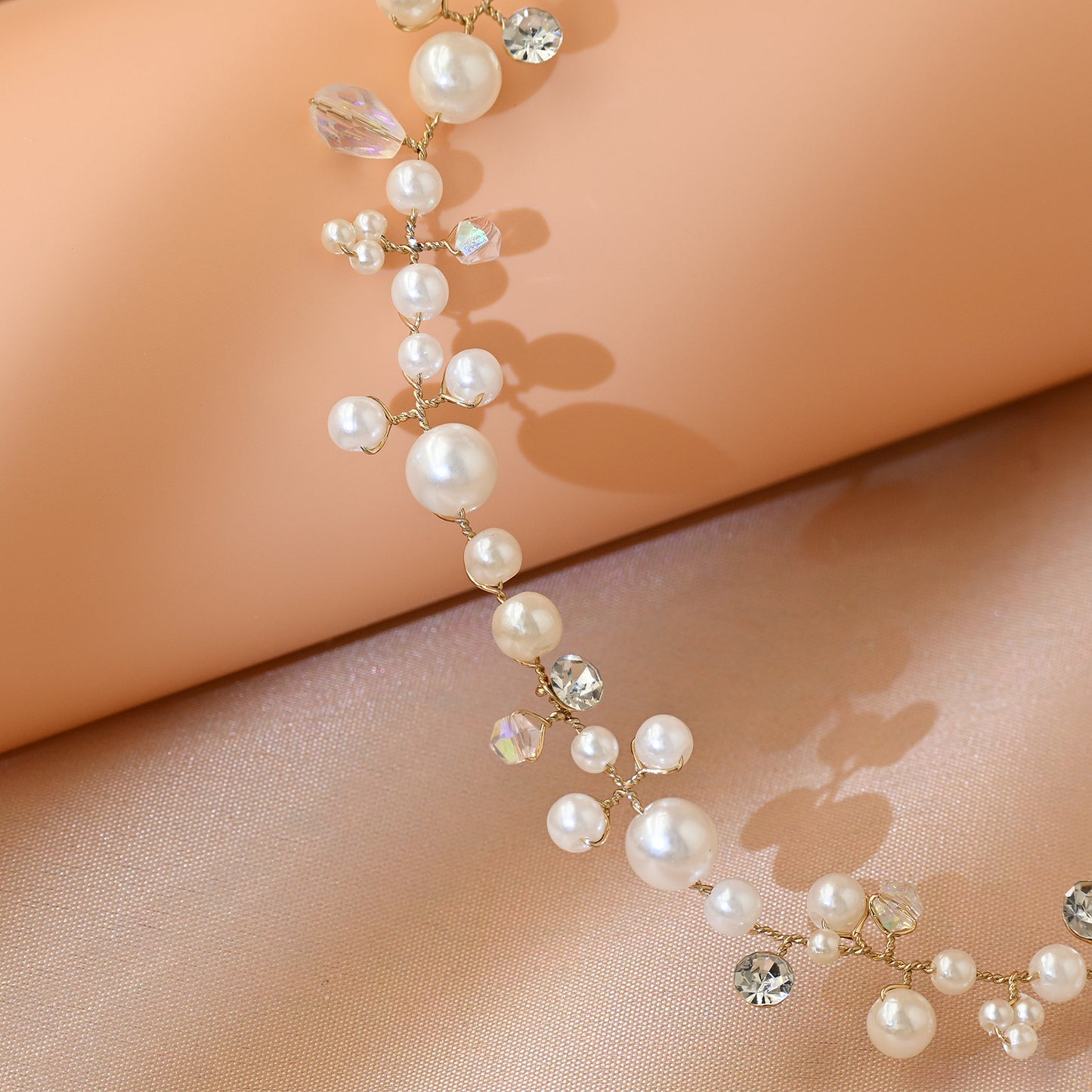 Bridella BHP03-G Gold Pearl Tiara