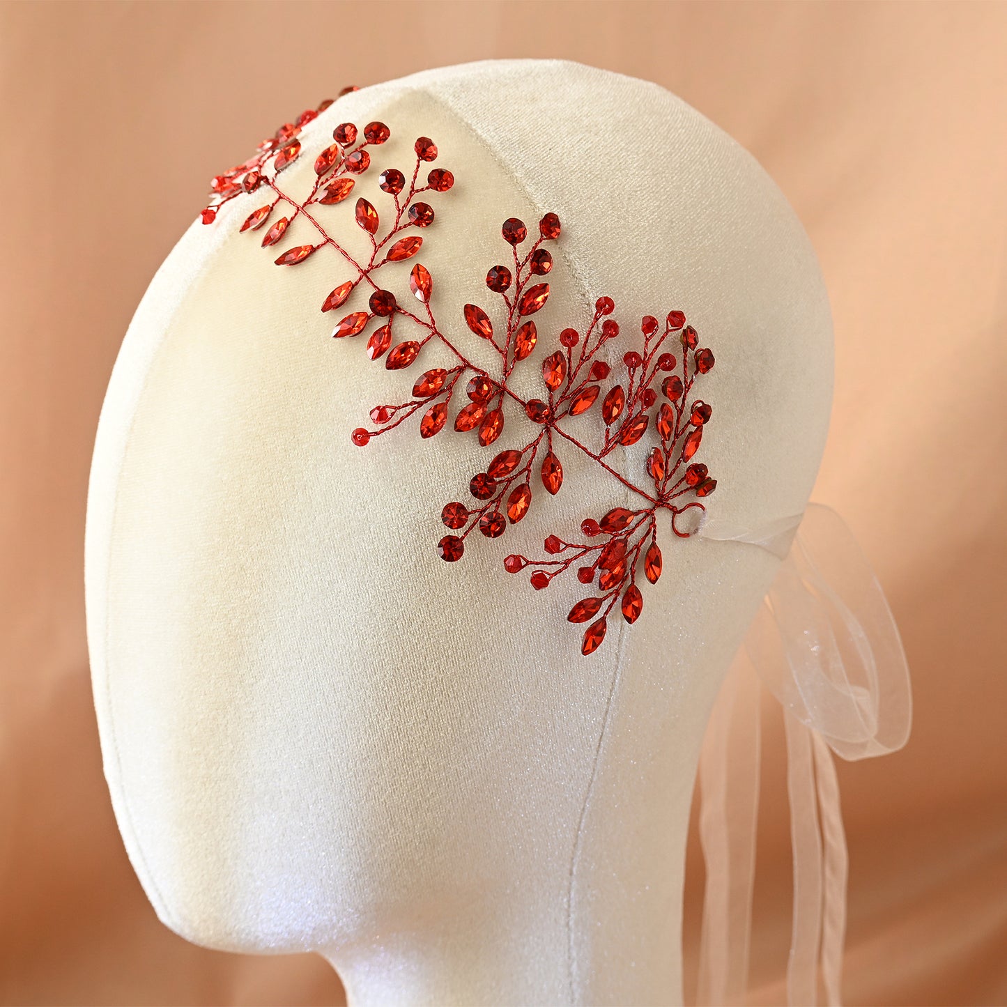 Bridella BHP21-Red Red Rhinestone Headband