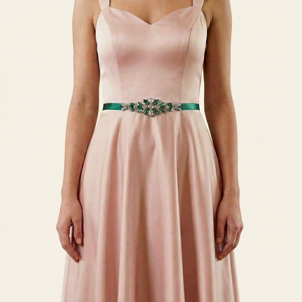 Emerald Rhinestone Belt - Bridella BS128GKL