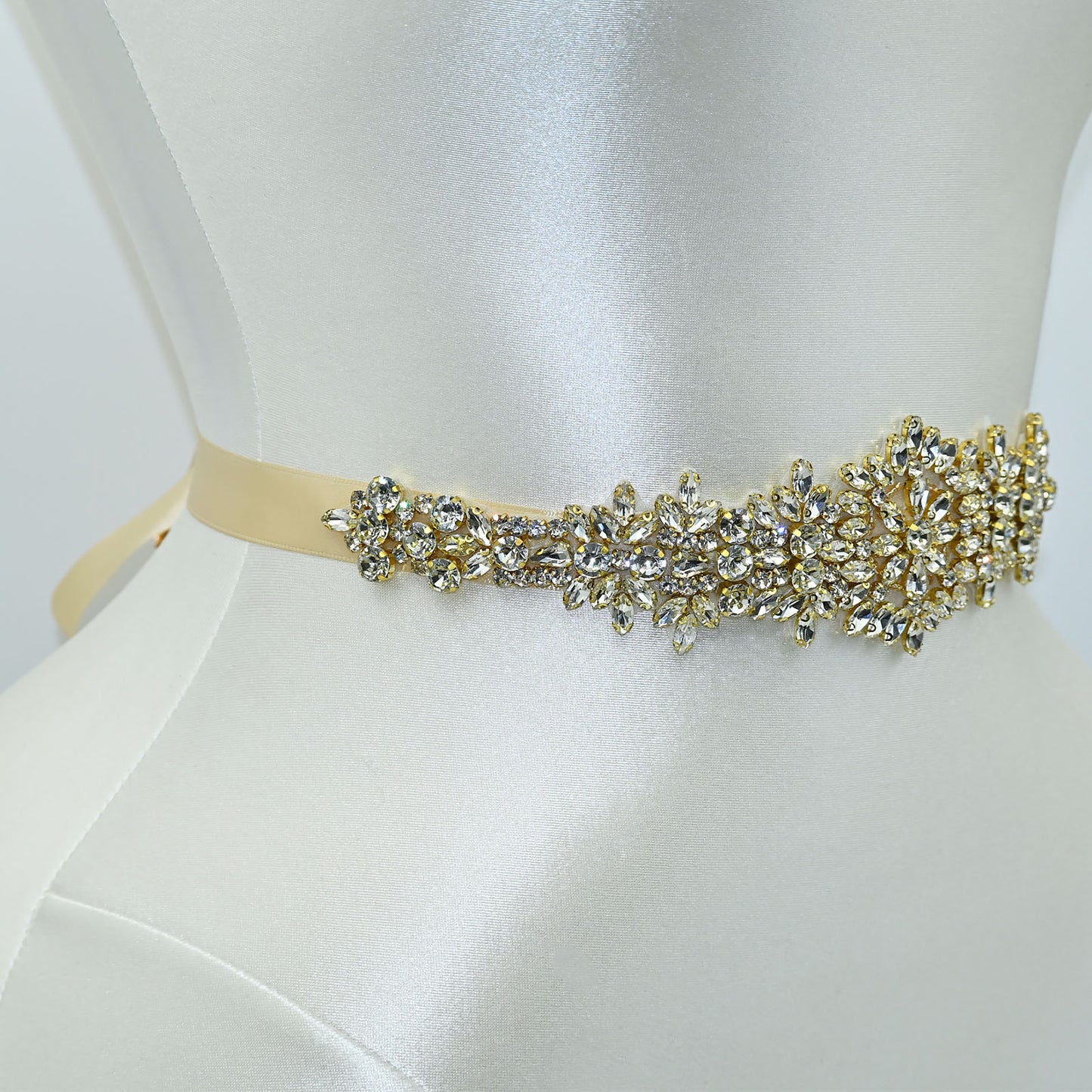 Bridella BS319G Champagne Rhinestone Belt