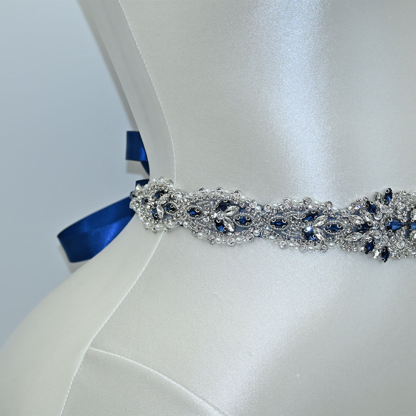 Bridella BS119ML Ivory Rhinestone & Pearl Belt