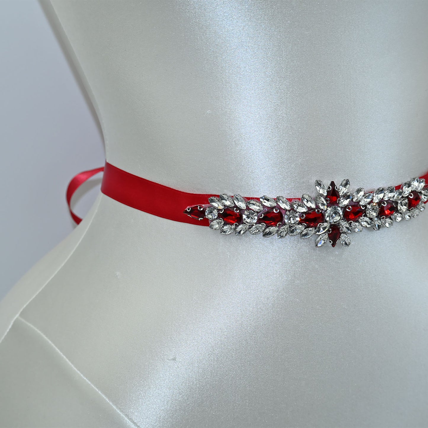 Bridella BS191R-Wine Red Burgundy Rhinestone Belt