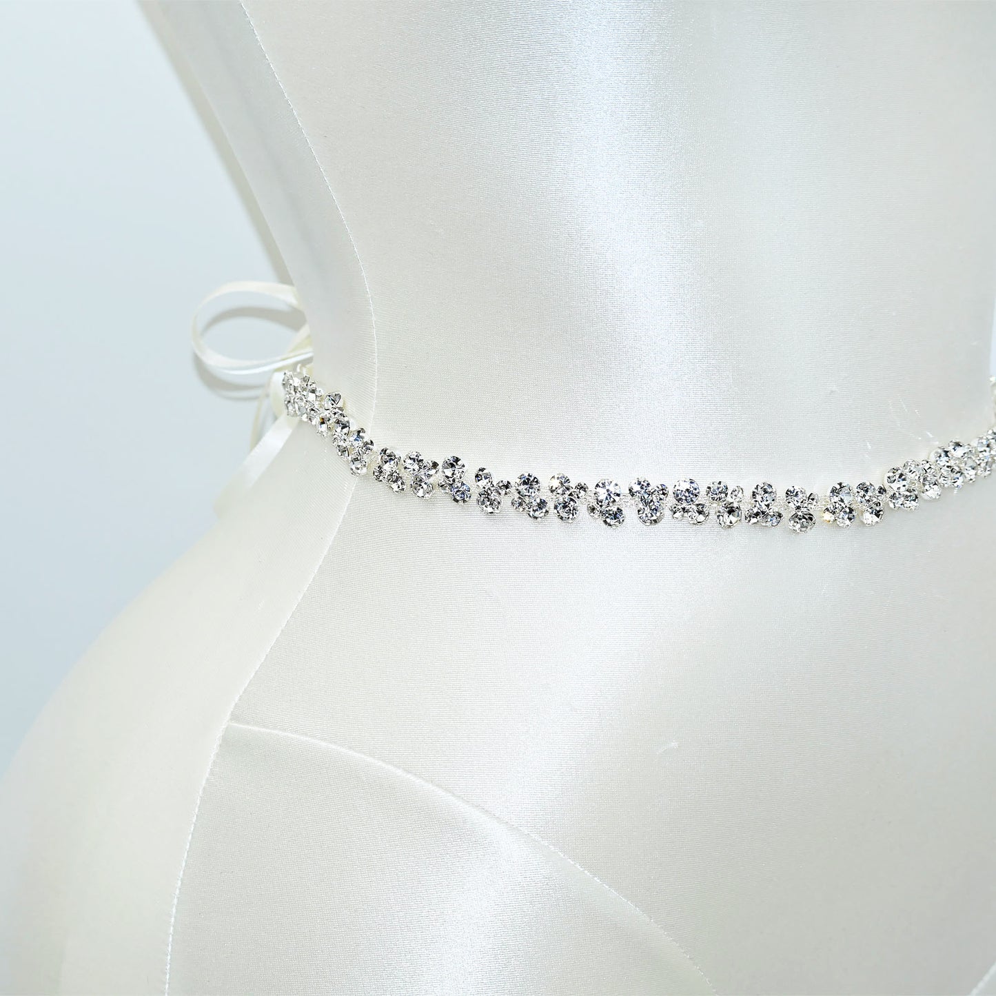 Silver Rhinestone Bridal Dress Chain Belt for Wedding - Bridella BS308