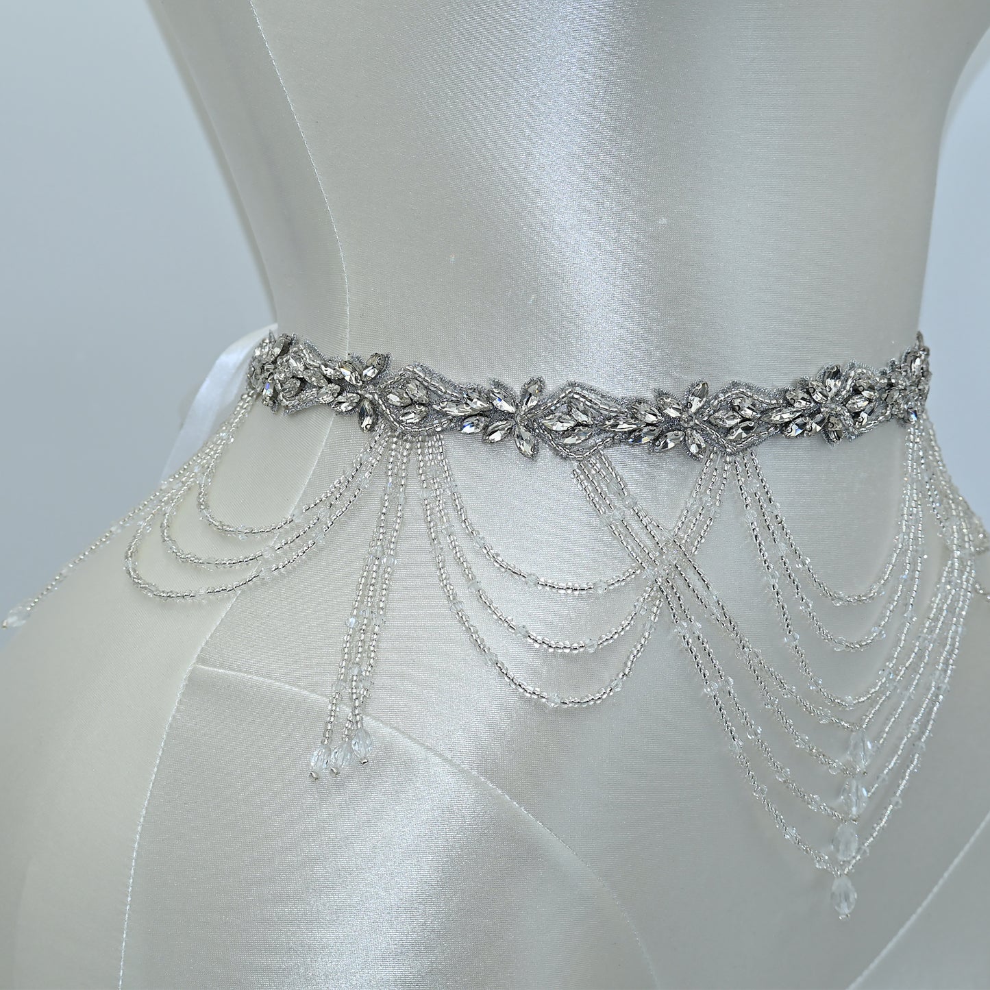Bridella BS08 Off White Rhinestone Belt