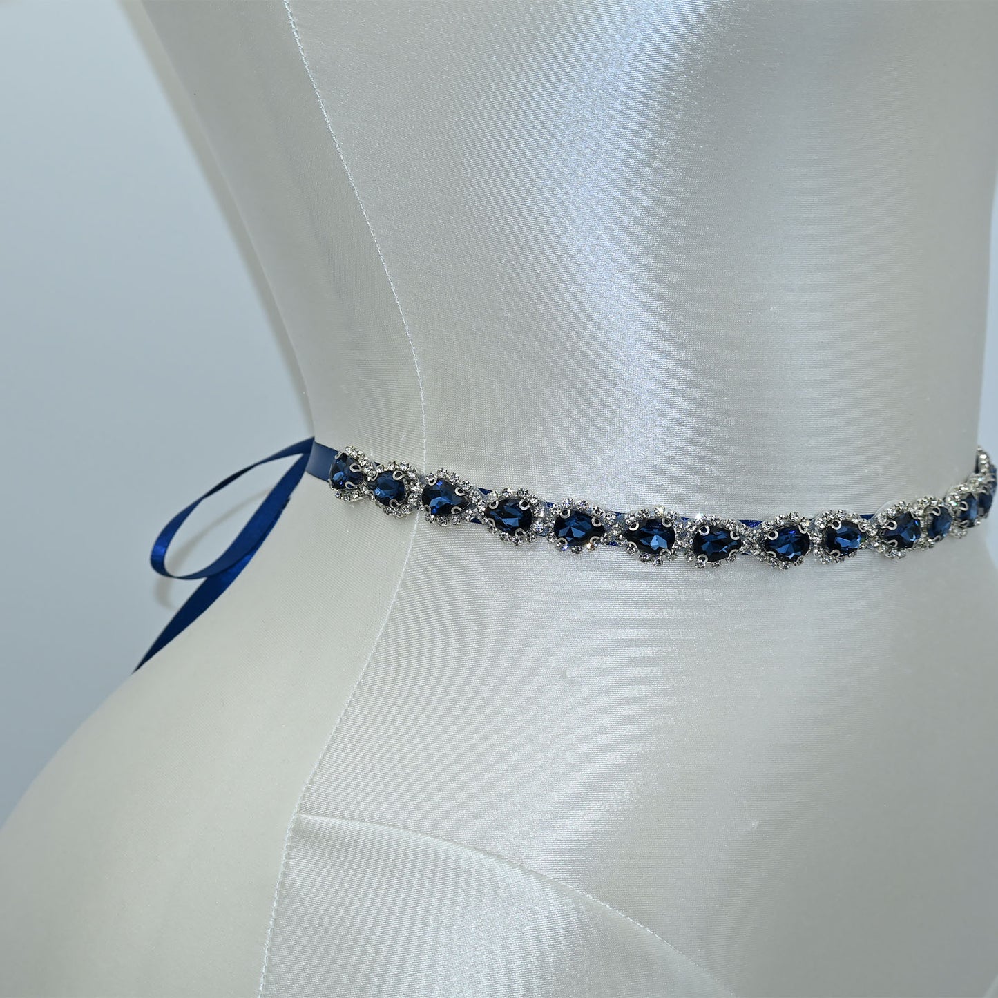 Bridella BS190ML-Navy Blue Blue Rhinestone Belt