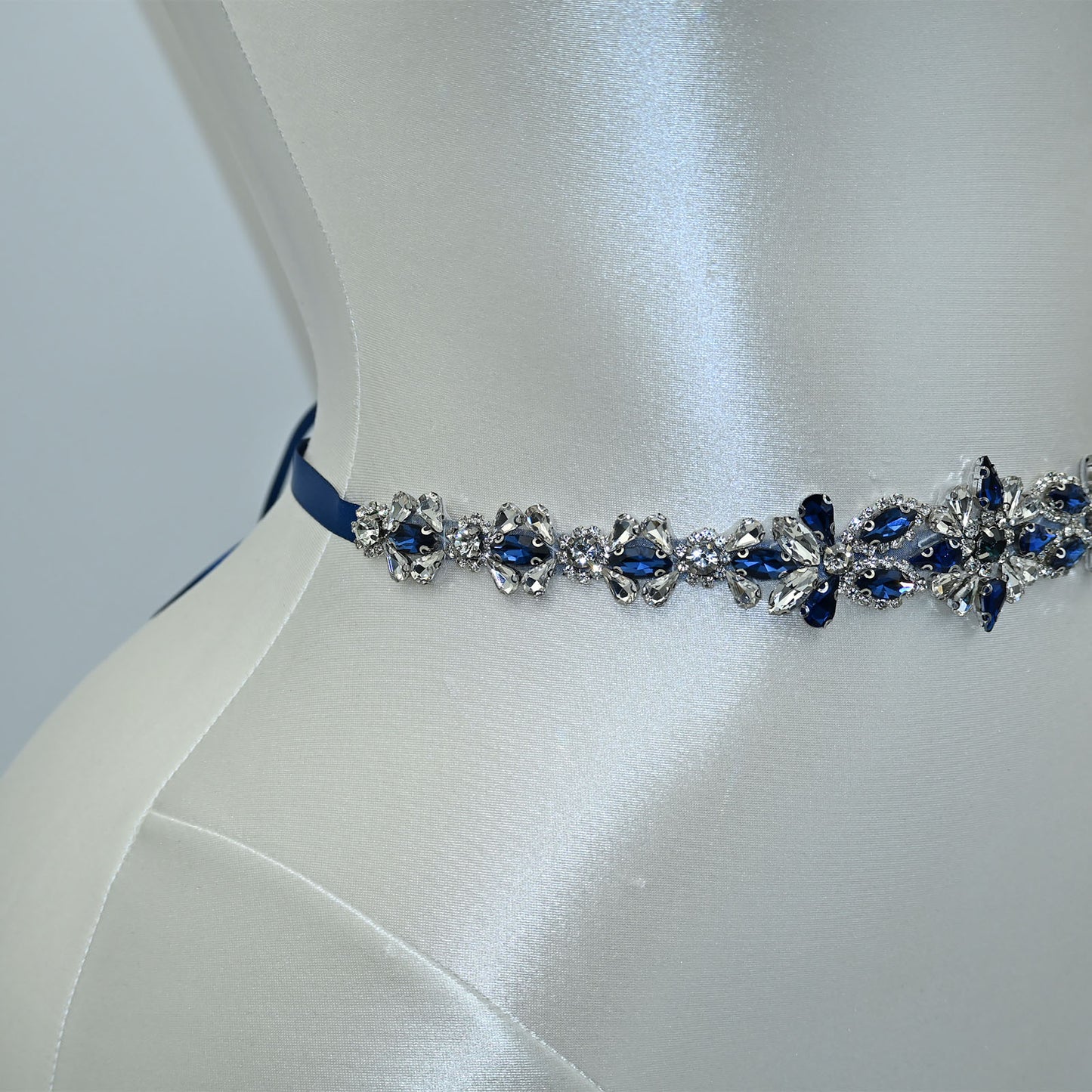 Bridella BS167ML-Navy Blue Blue Rhinestone Belt