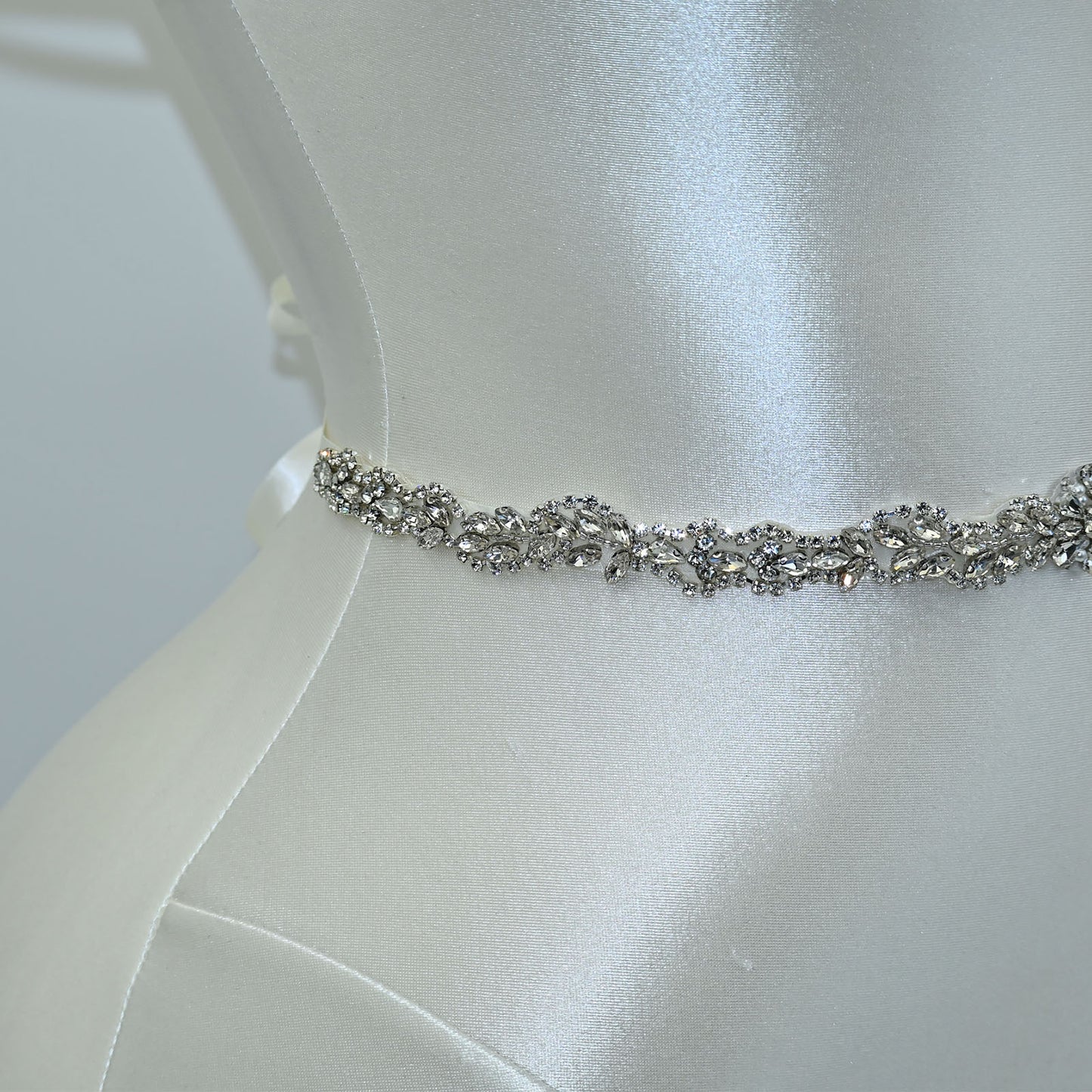 Bridella BS32 Off White Rhinestone Belt