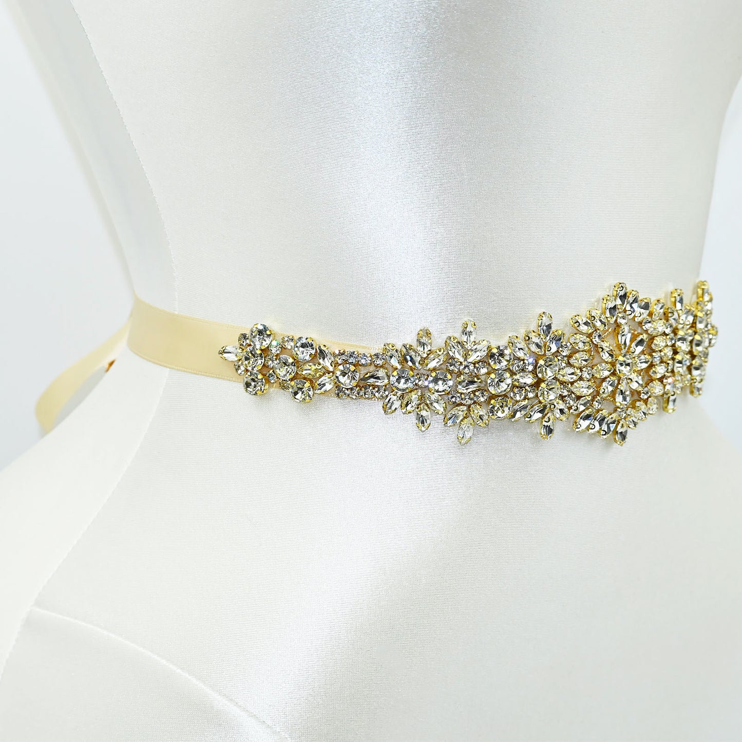 Champagne Rhinestone Bridal Dress Belt for Wedding - Bridella BS319-G