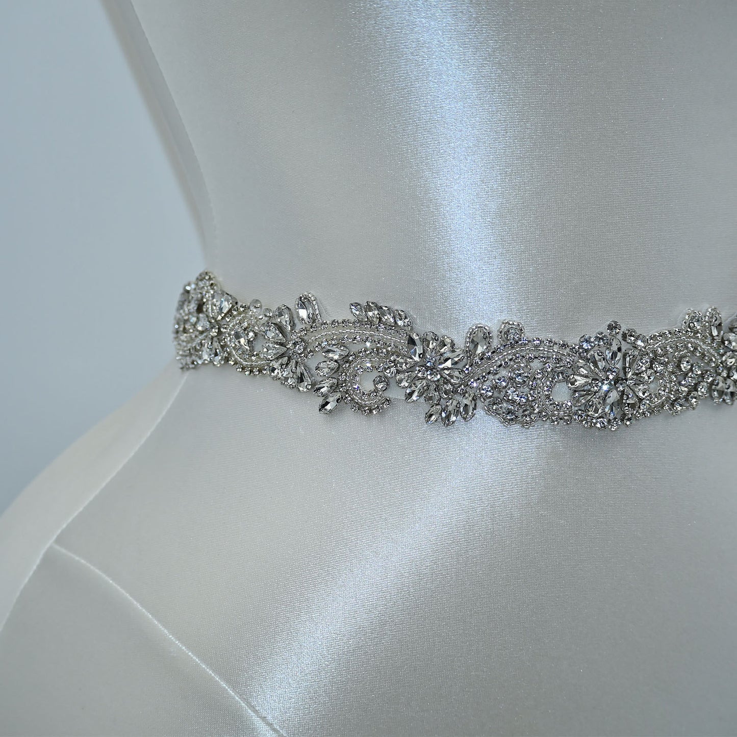 Bridella BS106 Ivory Rhinestone Belt