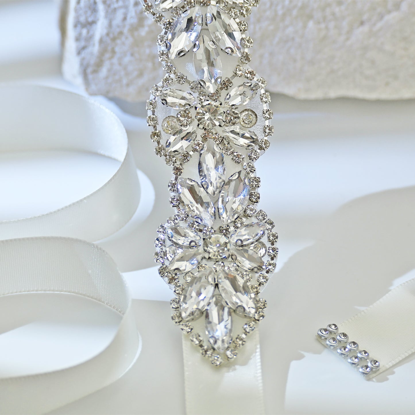 Ivory Rhinestone Belt -Bridella BS21