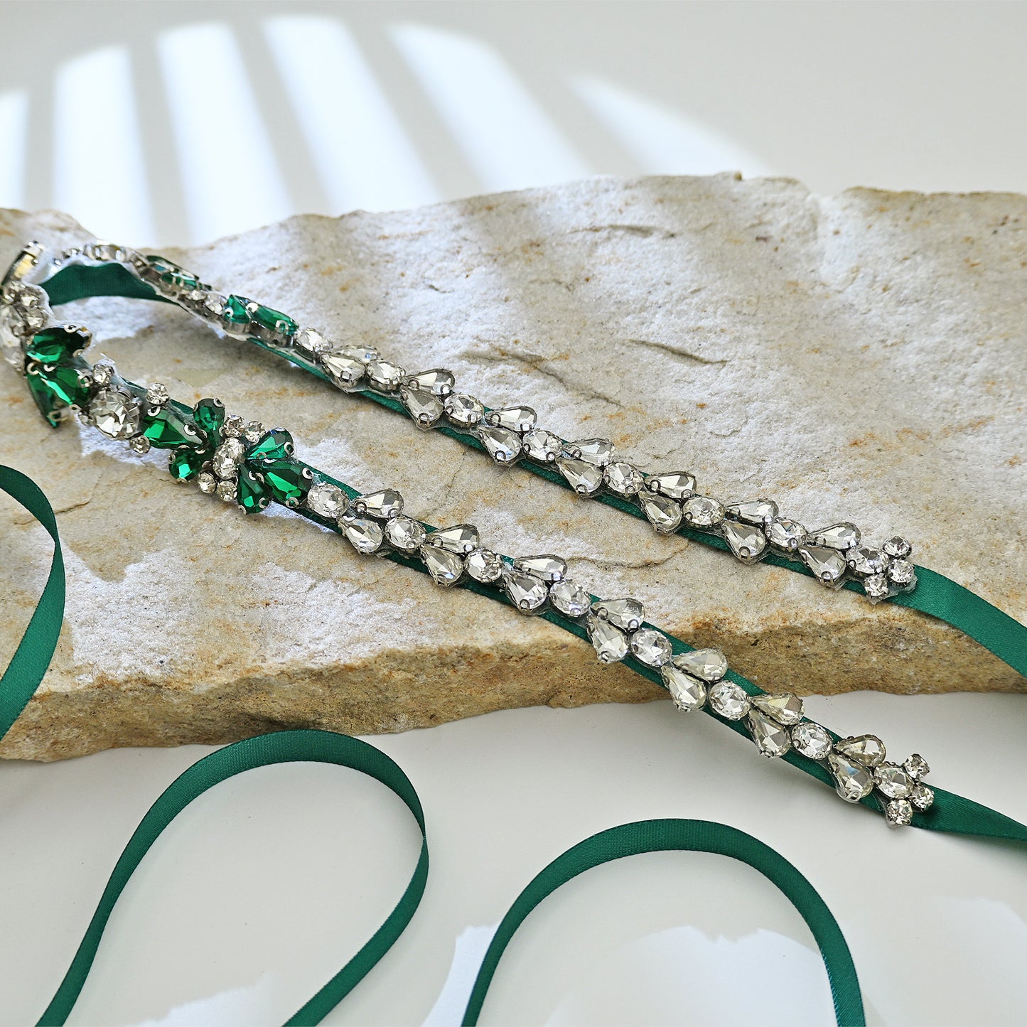 Green Rhinestone Bridal Belt Sash for Wedding - Bridella BS163KL