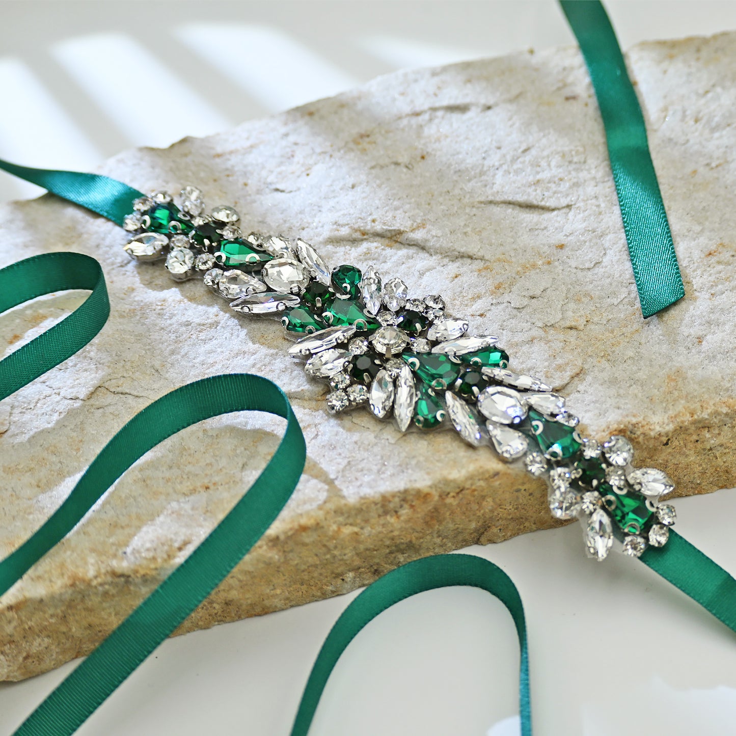 Green Rhinestone Bridal Belt Sash for Wedding - Bridella BS160KL