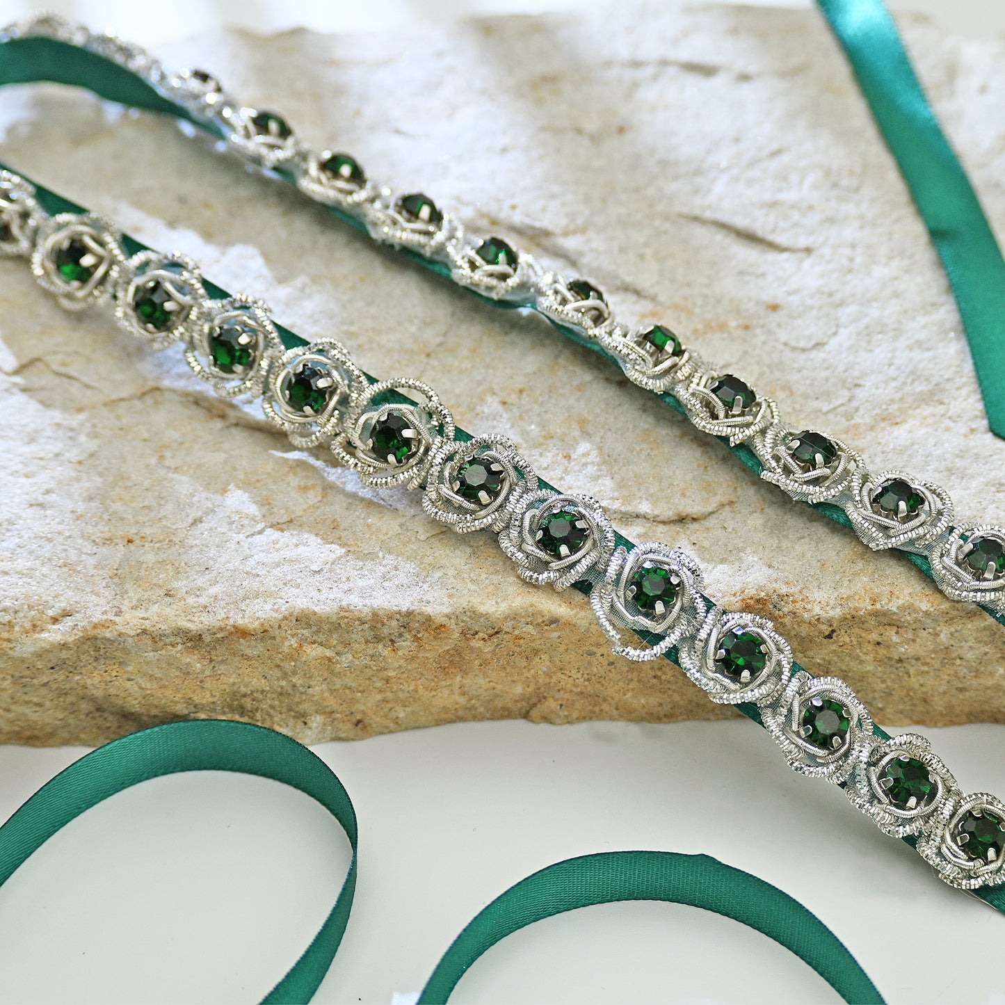 Green Rhinestone Bridal Belt Sash for Wedding - Bridella BS143KL