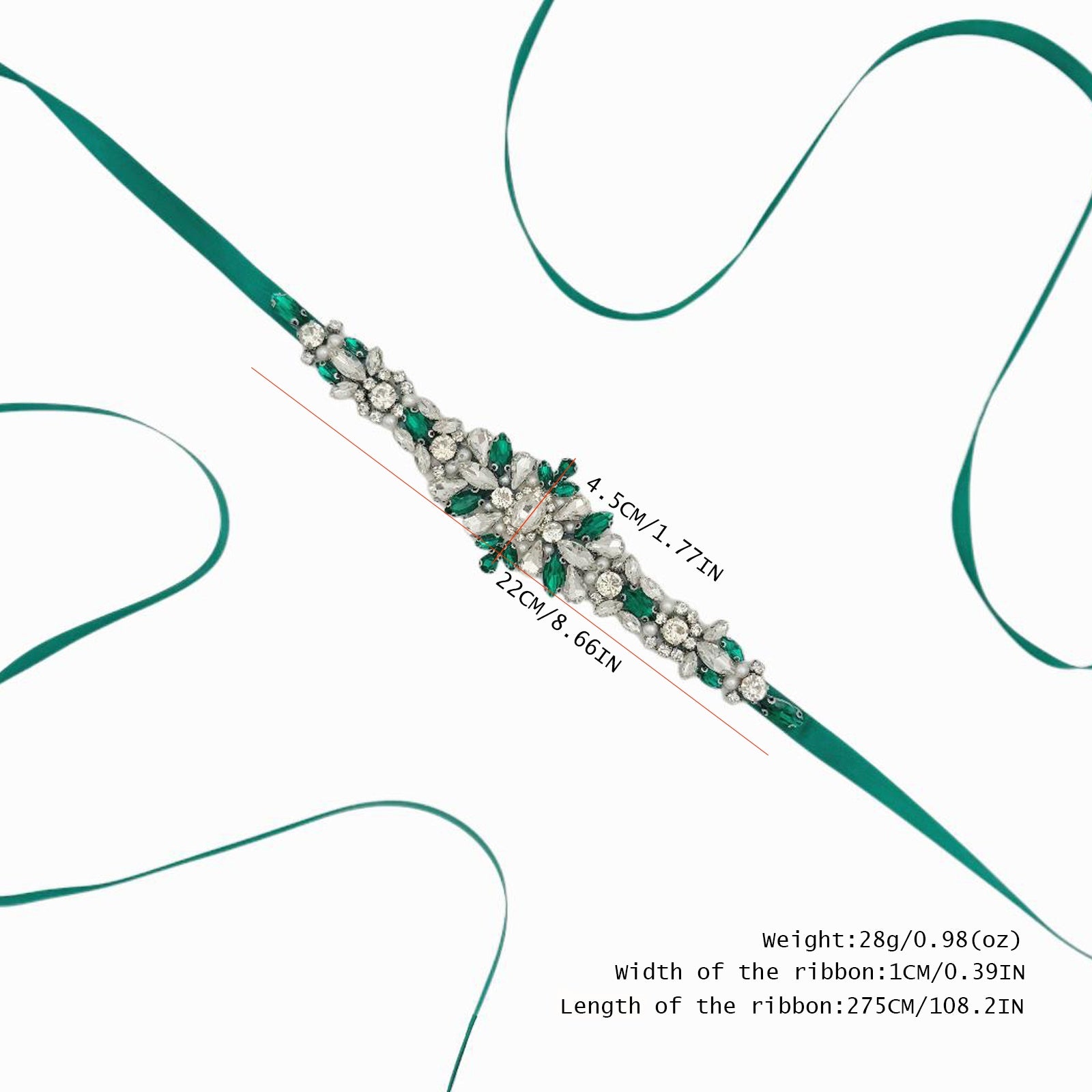 BS133KL emerald rhinestone belt