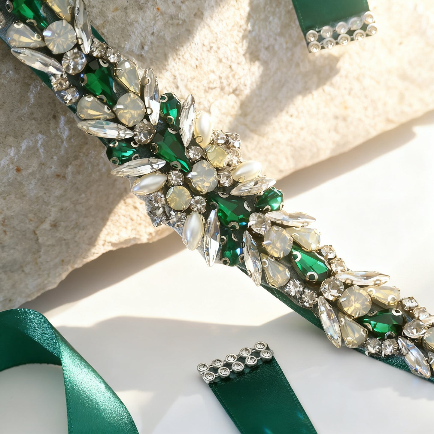 Bridella BS57KL Green Rhinestone Belt