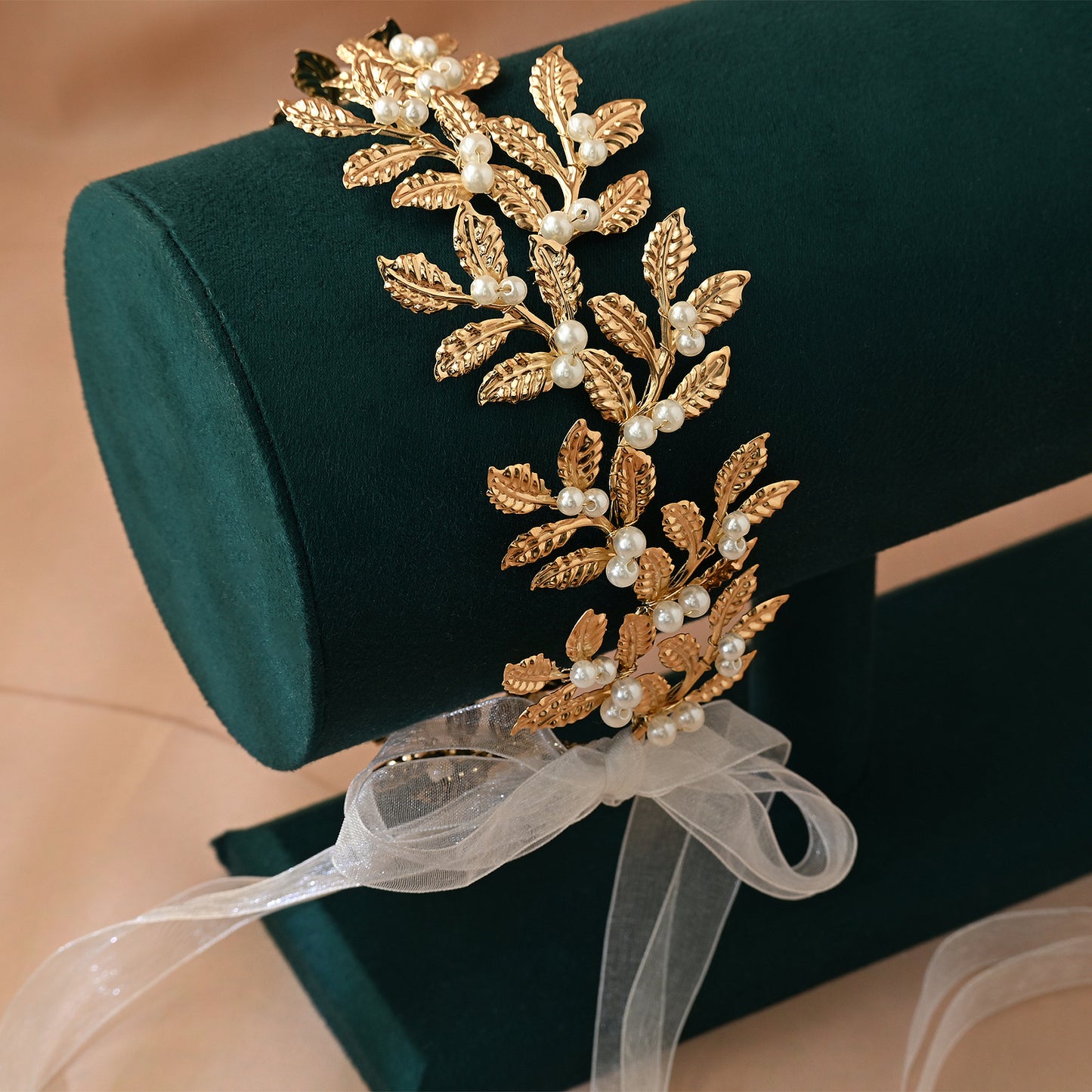 Bridella BHP353 Gold Pearl & Alloy Headband