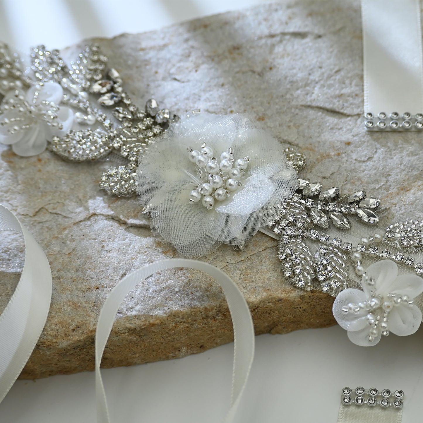 Bridella BS13 Ivory Rhinestone & Pearl Belt