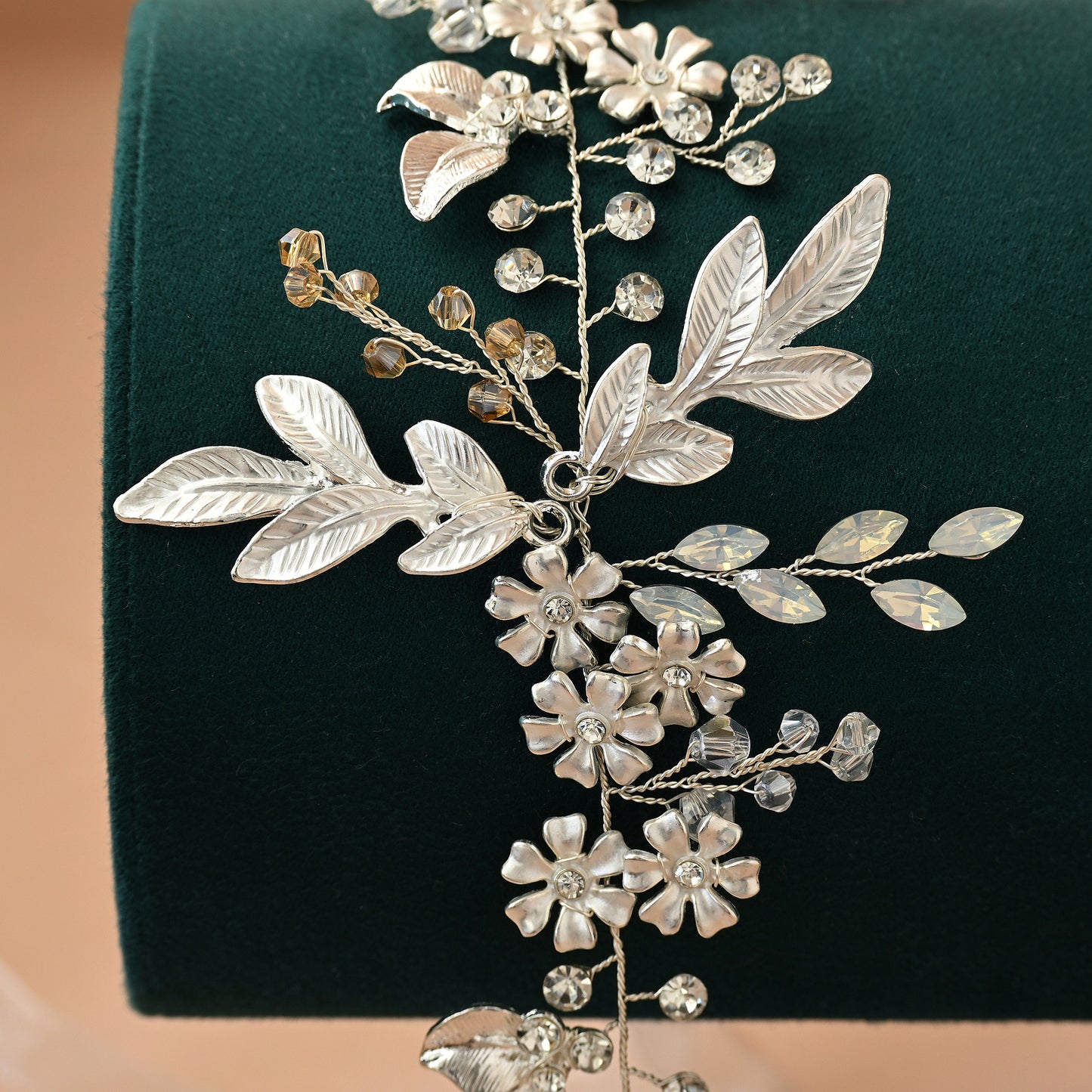 Bridella BHP278-S Silver Rhinestone & Pearl Headband