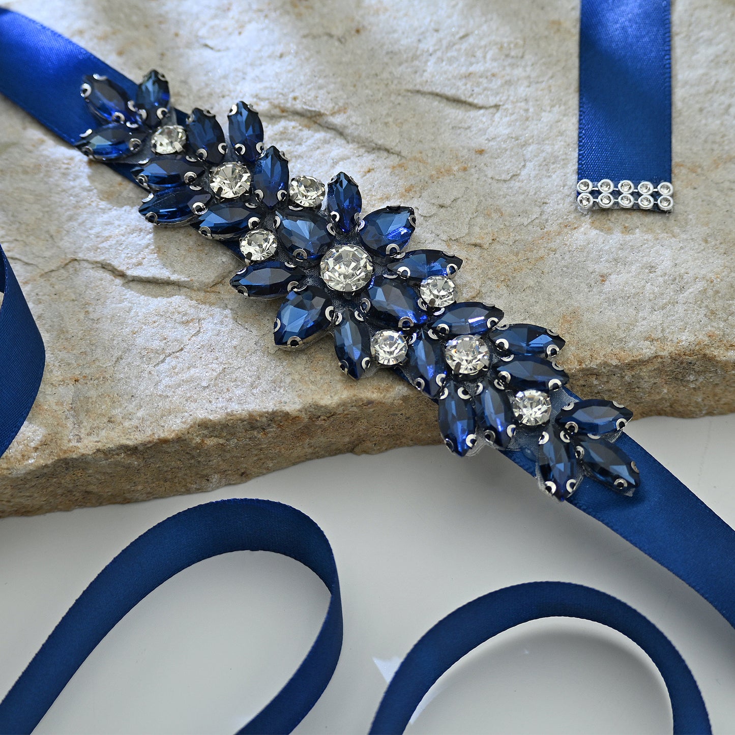 Bridella BS243ML-Navy Blue Blue Rhinestone Belt