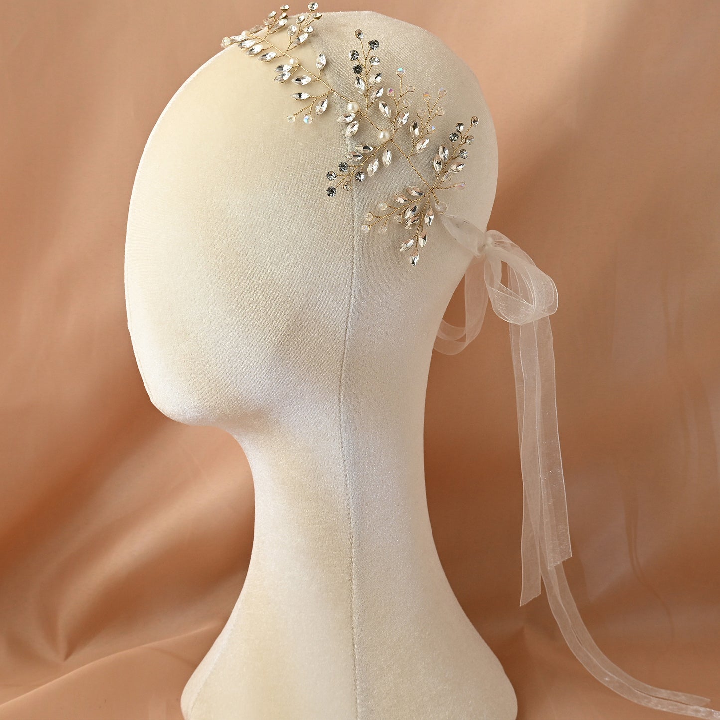 Bridella BHP21-G Gold Rhinestone & Pearl Headwear