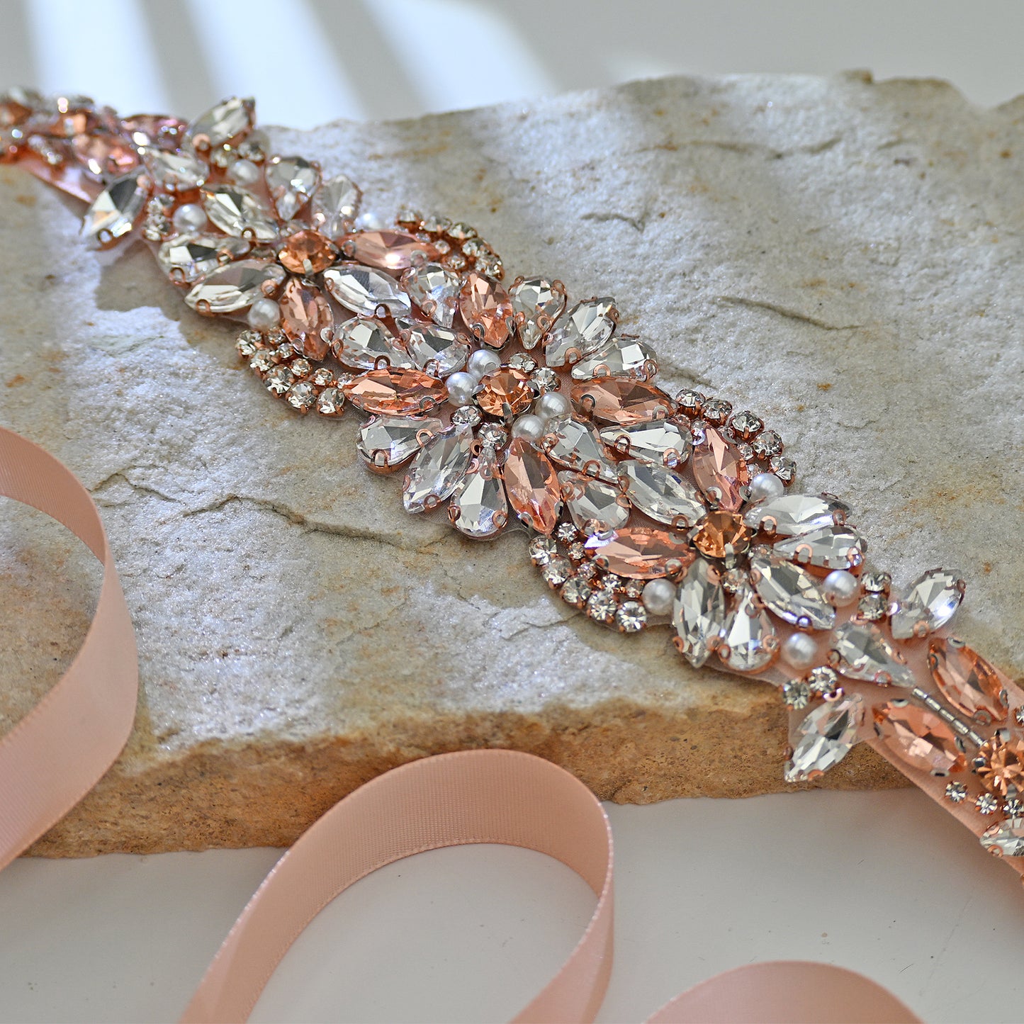 Bridella BS423 Rose Gold Rhinestone Belt