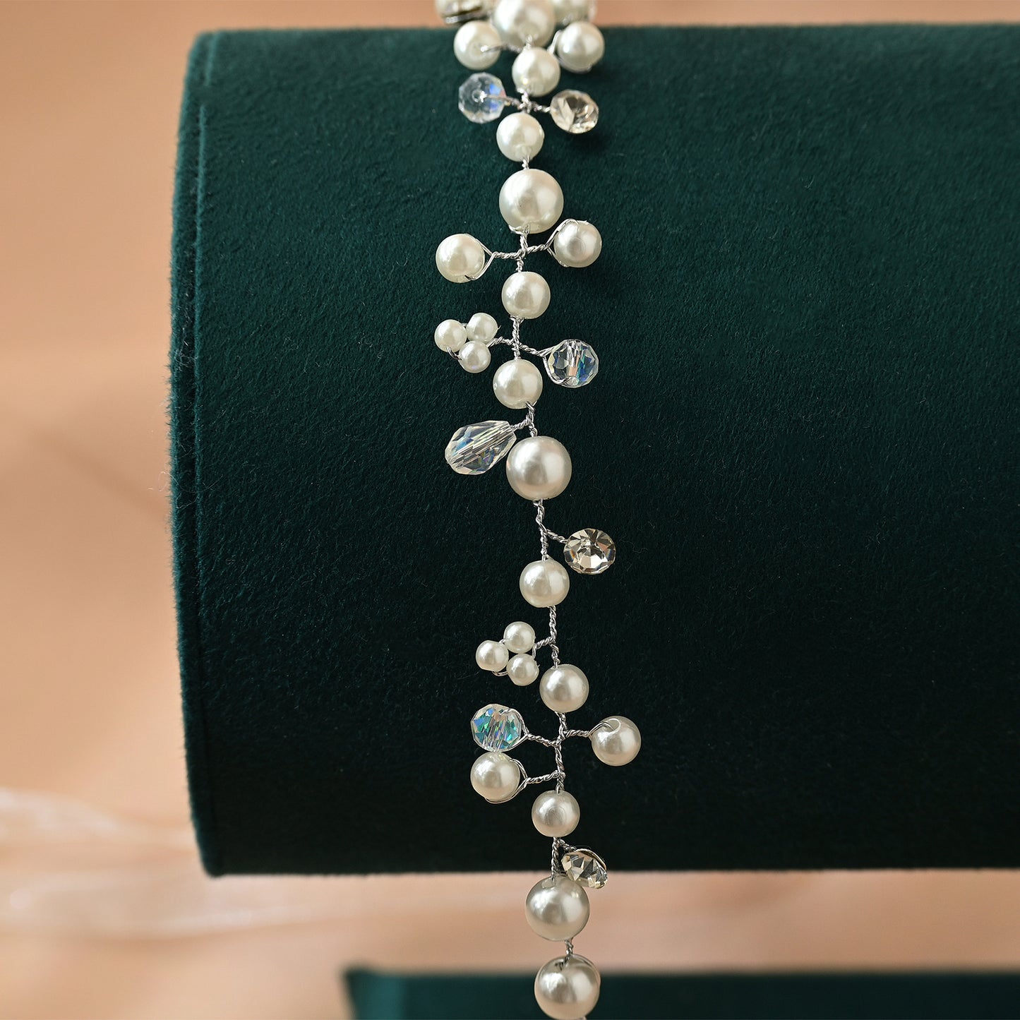 Bridella BHP03-S Silver Pearl Tiara