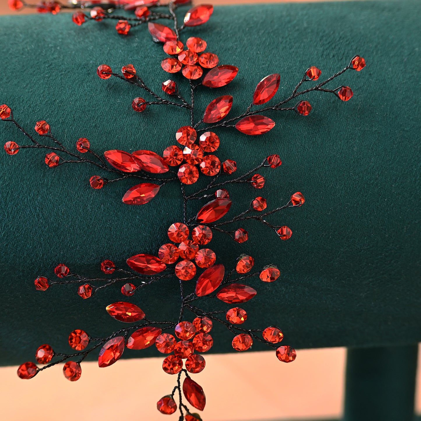 Bridella BHP65-R Red Rhinestone & Crystal Headband