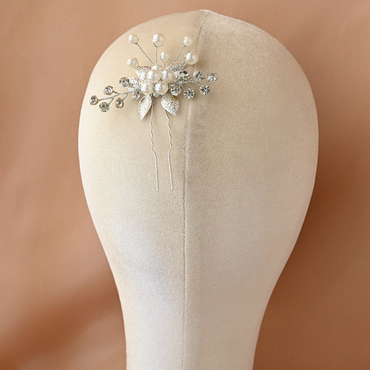 Bridella BHP504-S Silver Rhinestone & Pearl Headwear