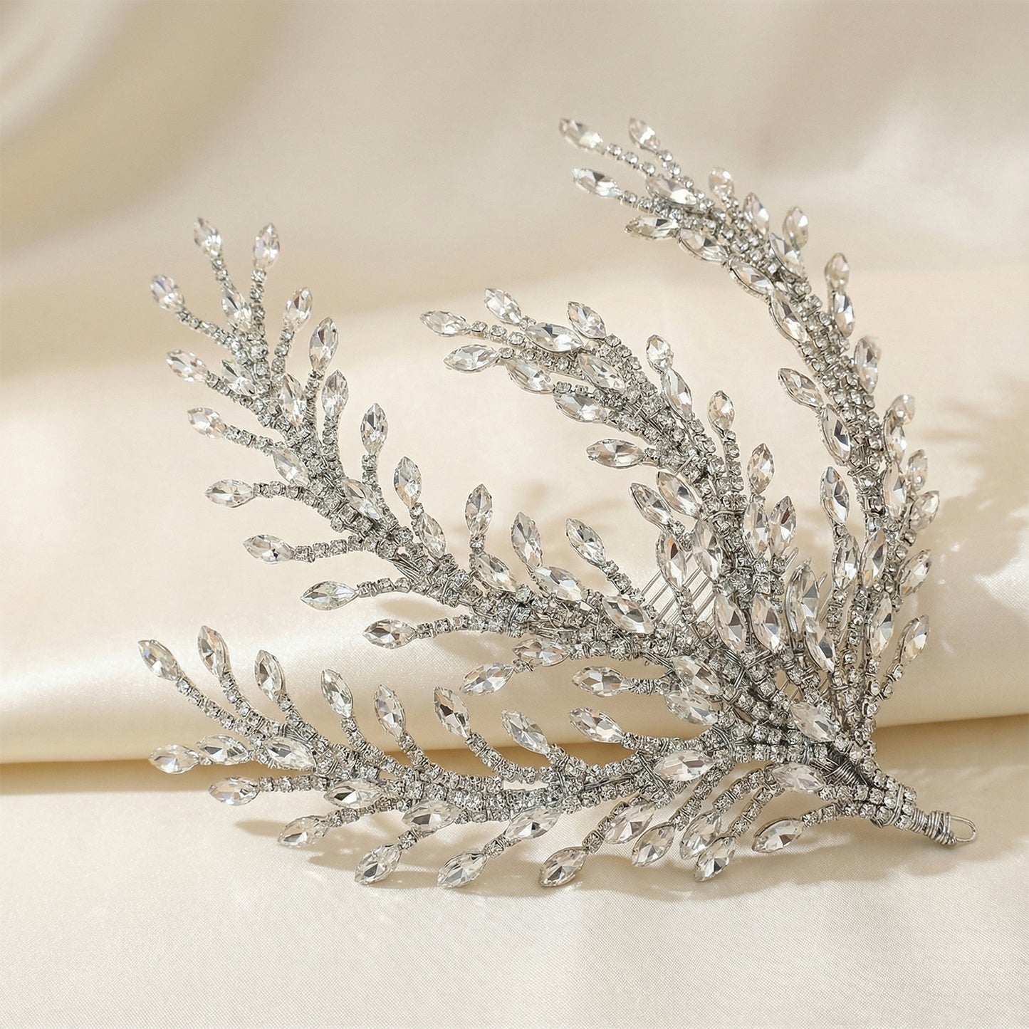 Bridella BHP498-S Silver Rhinestone Hair Comb