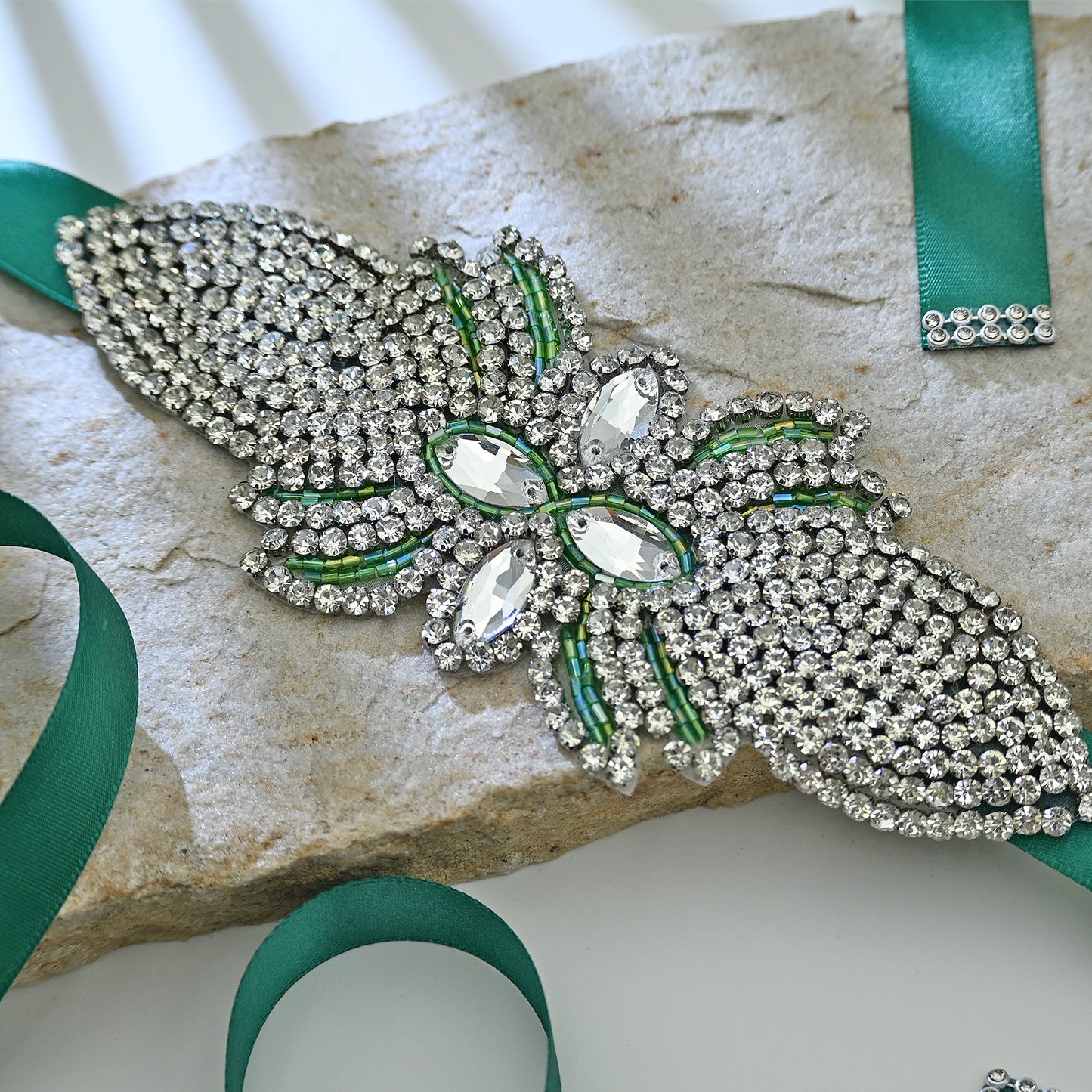 Bridella BS152KL Emerald Rhinestone Belt