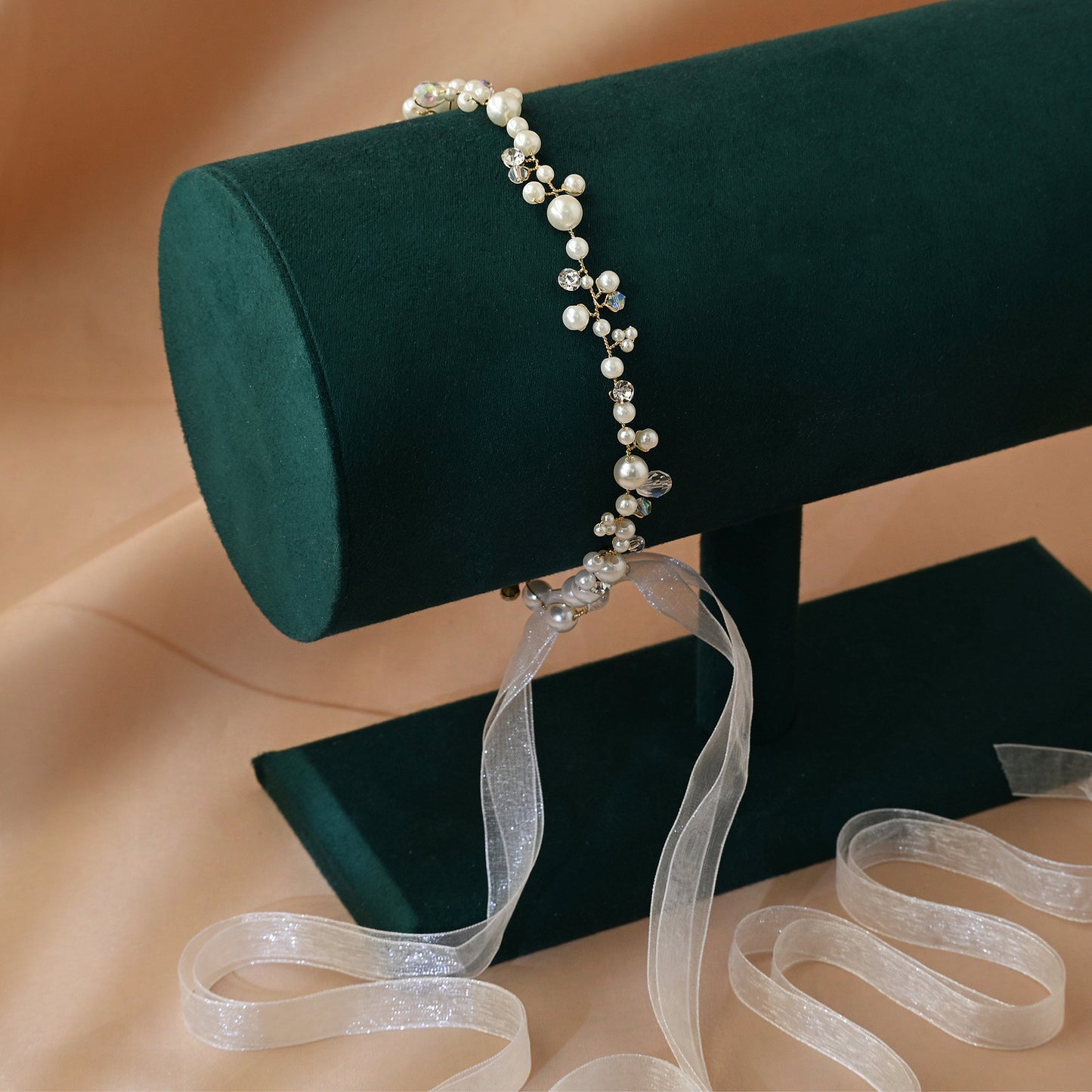 Bridella BHP03-G Gold Pearl Tiara